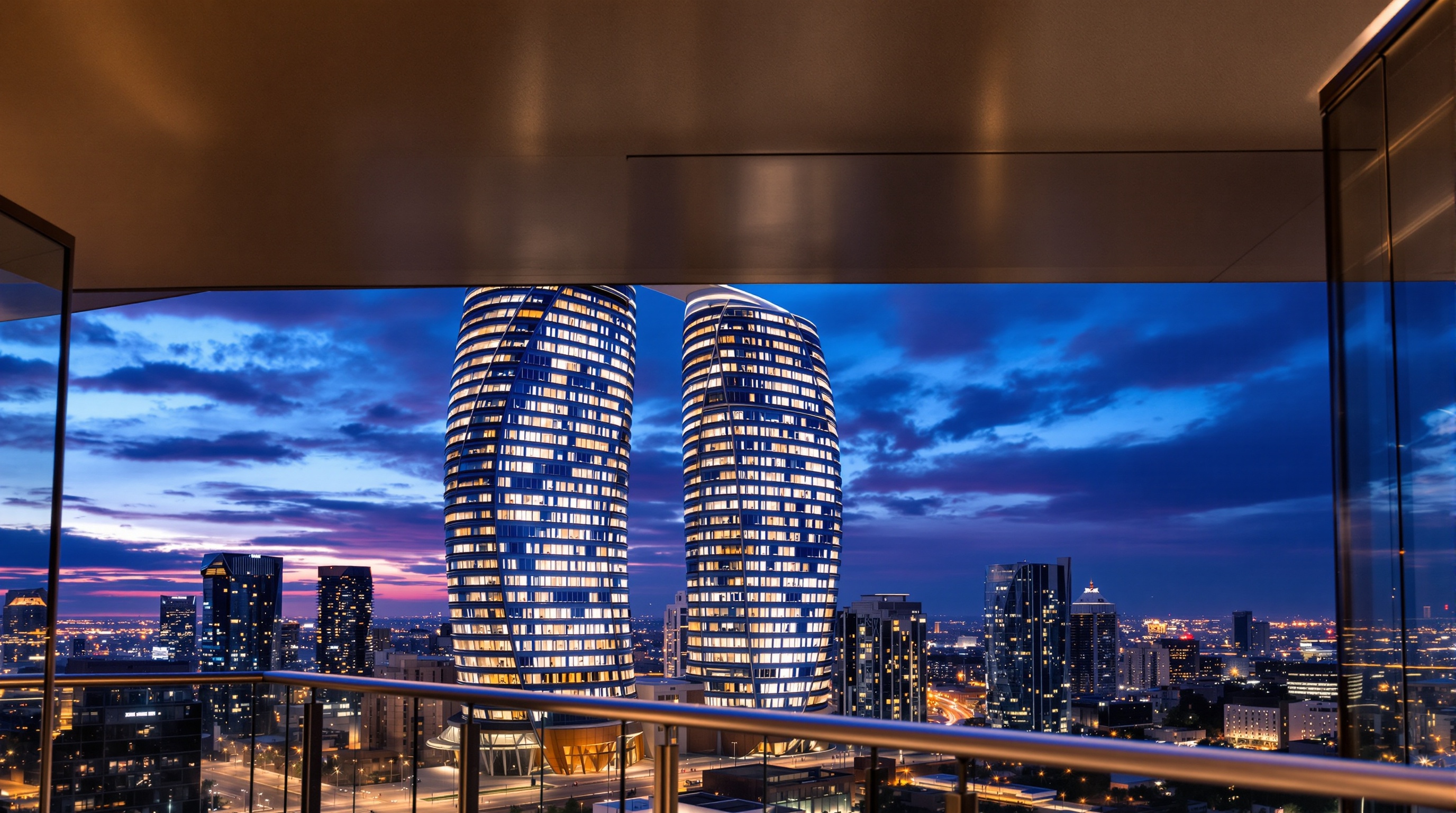 Mississauga Absolute Towers at twilight
