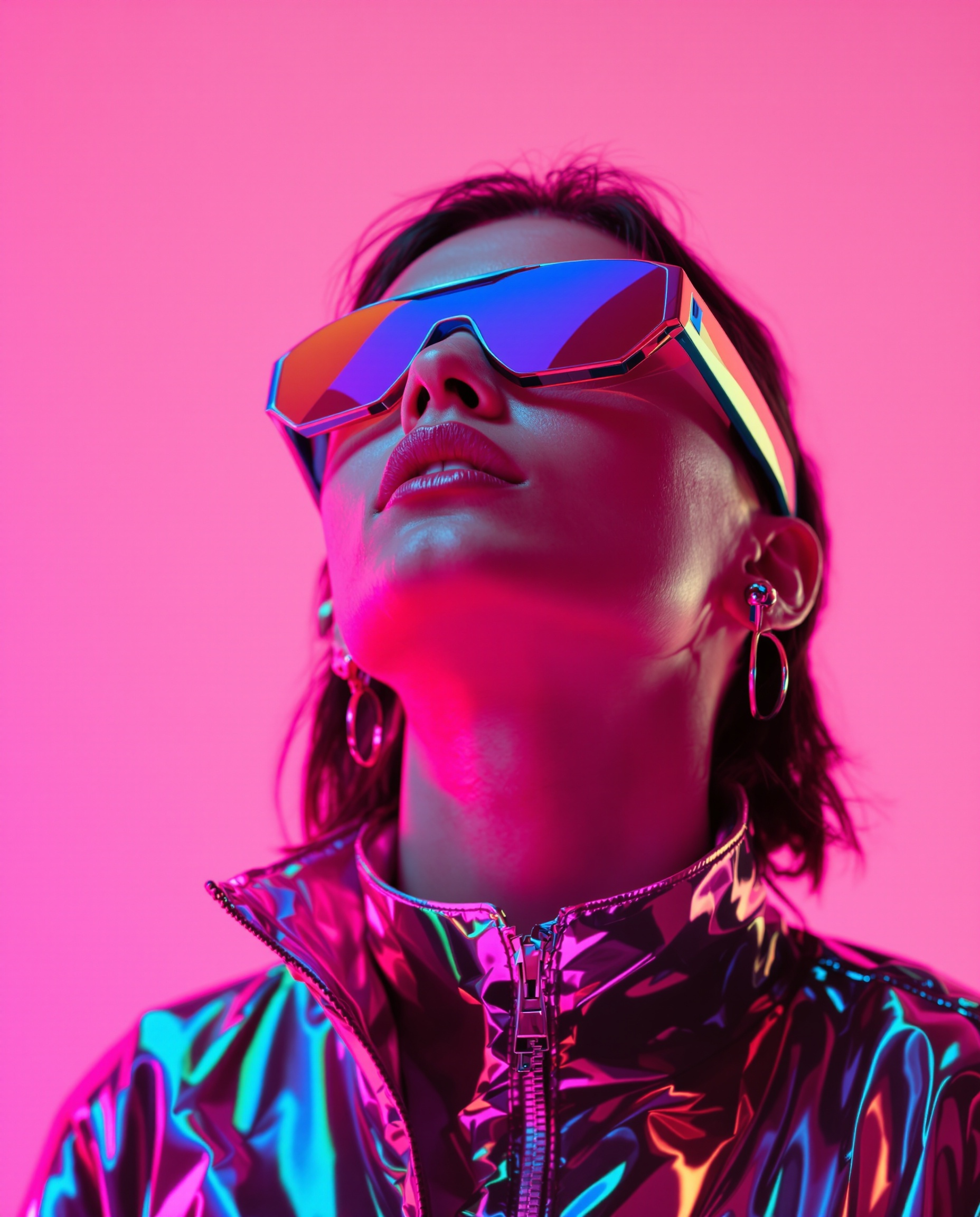 Y2K digital aesthetic portrait of a fashion trendsetter