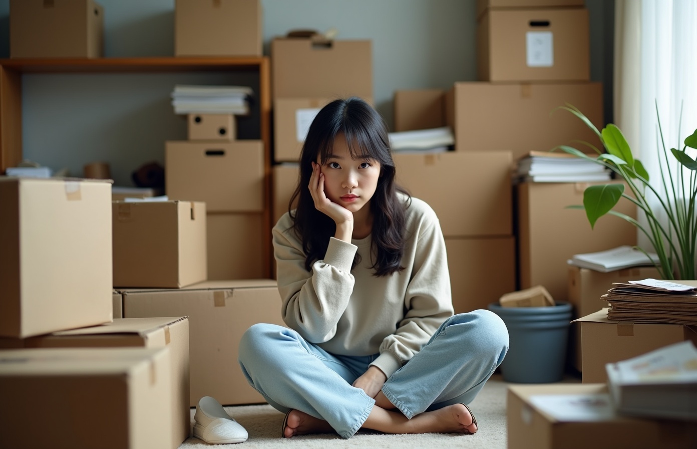 モノが多くて悩む女性