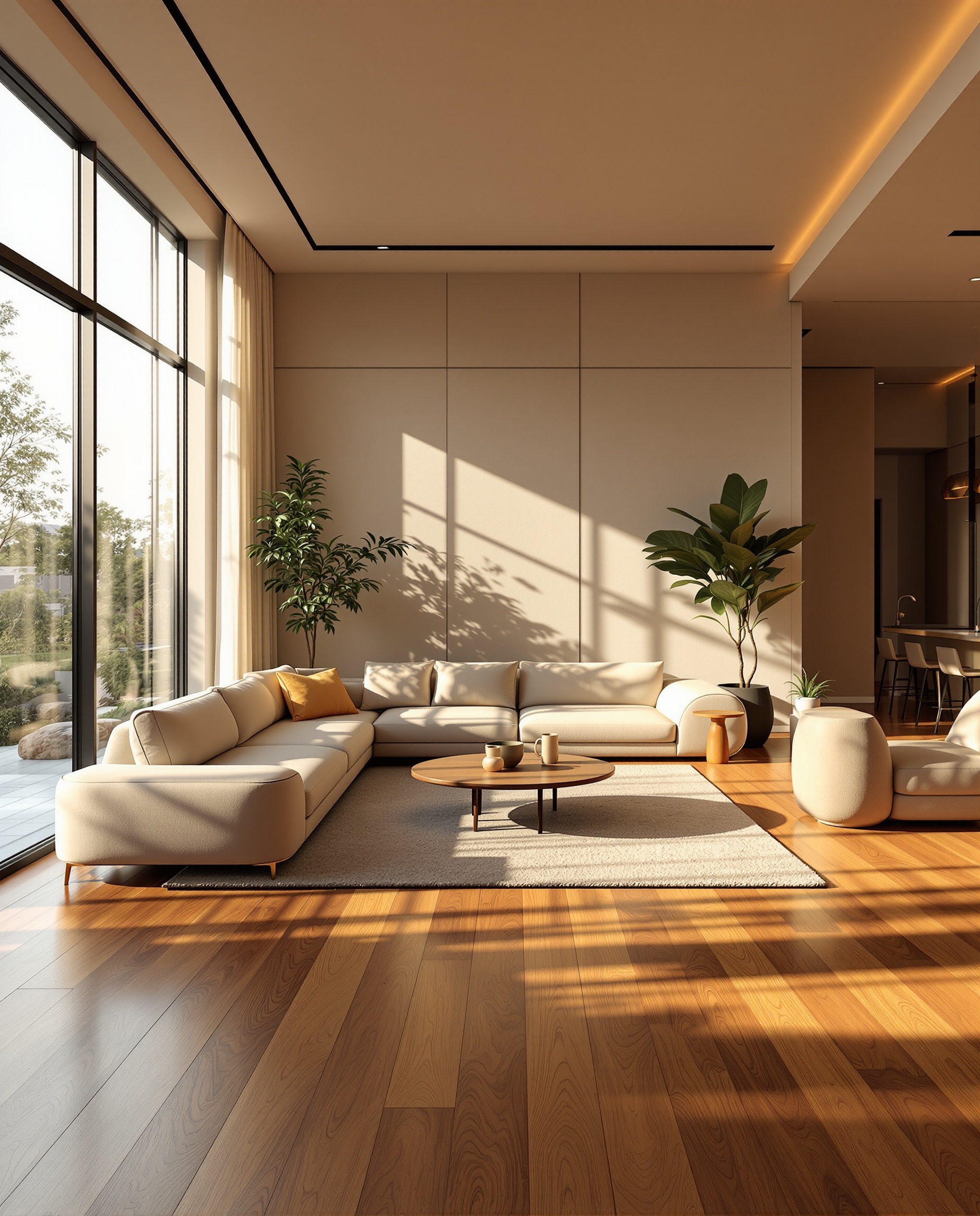 Living Room Flooring Inspiration | ICS Home and Commercial Living Room with premium flooring - Warm Hardwood Foundations