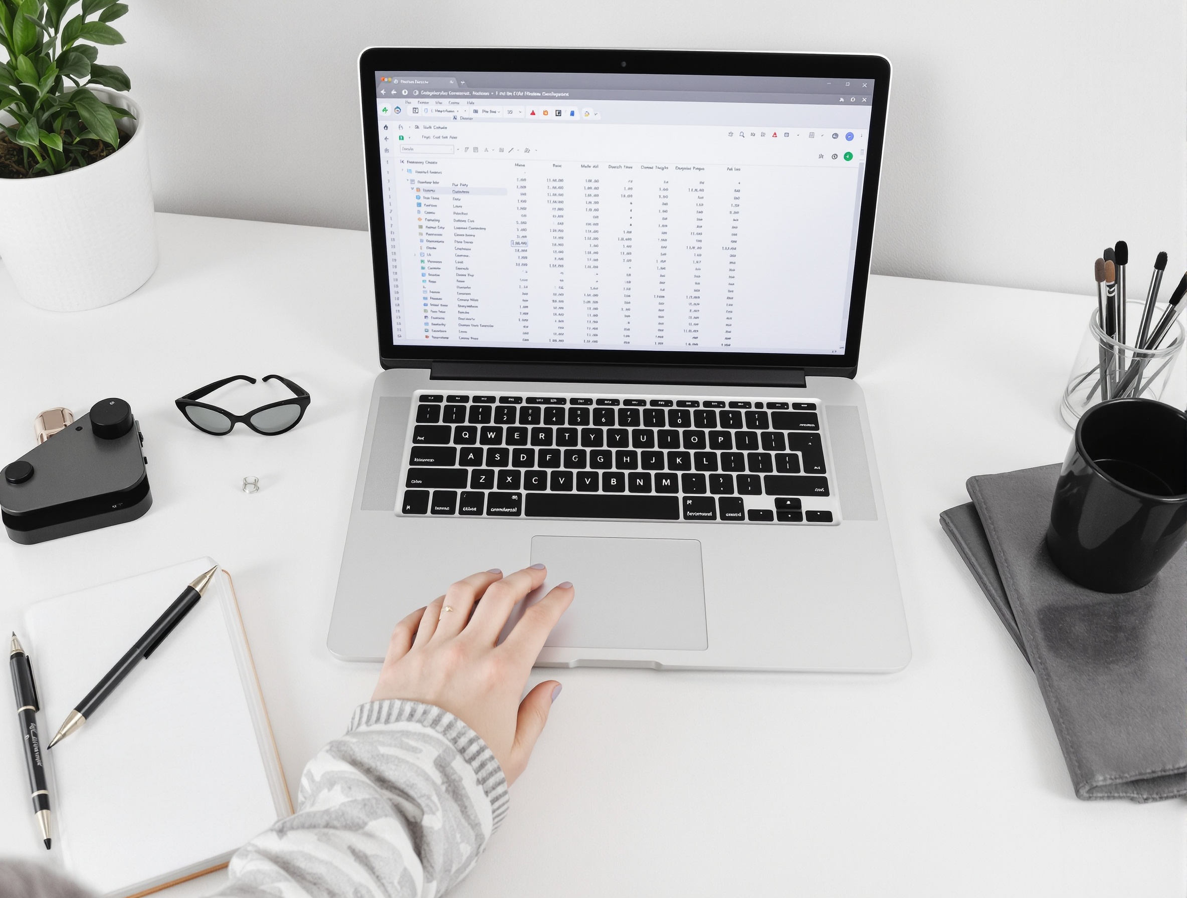 Fishgoo Spreadsheet on laptop with fashion items