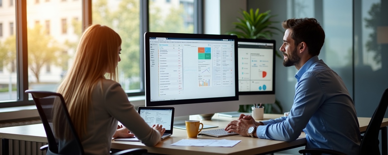 Education company staff reviewing billing reports and student payment status