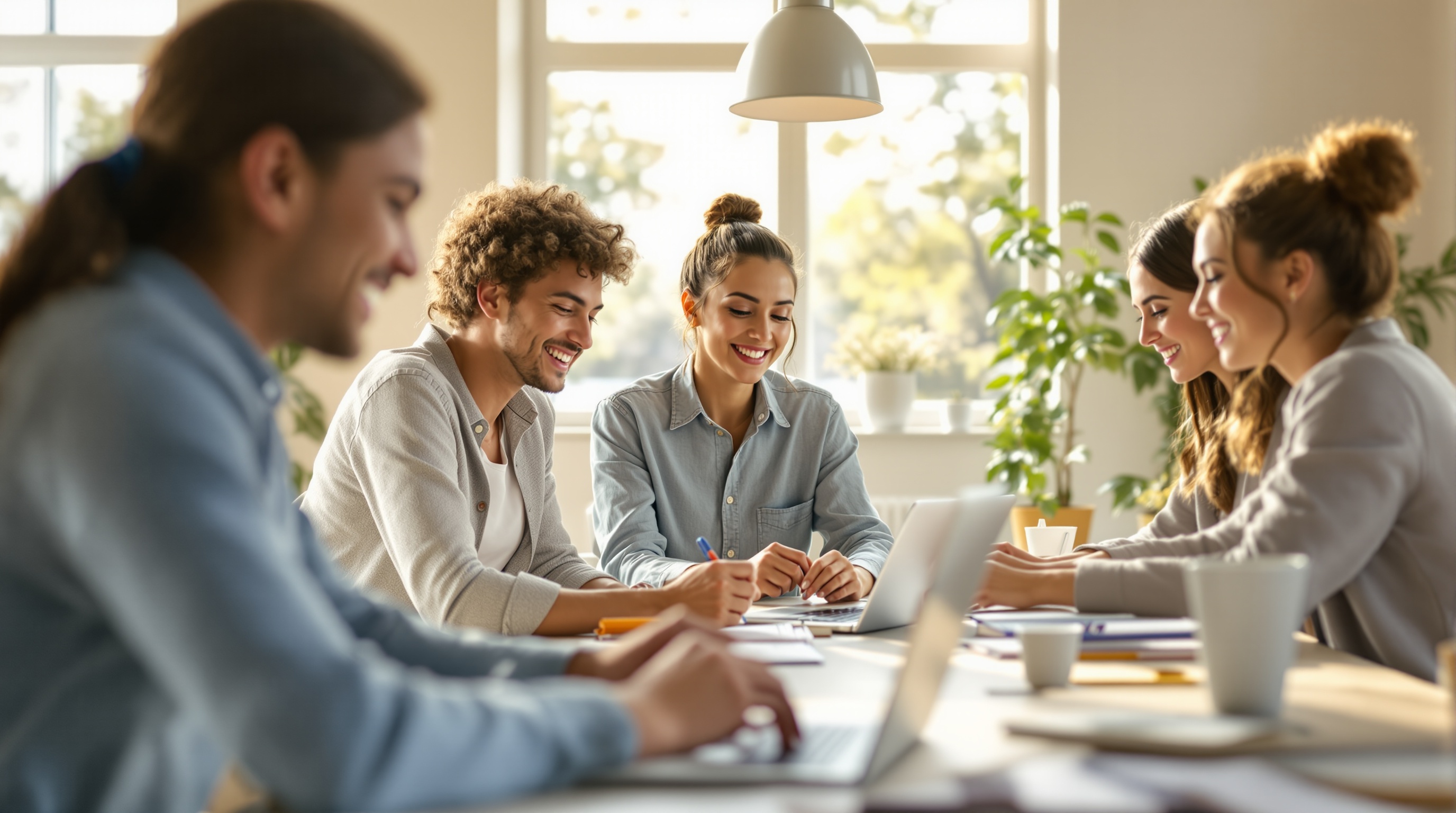 Team collaborating in modern office