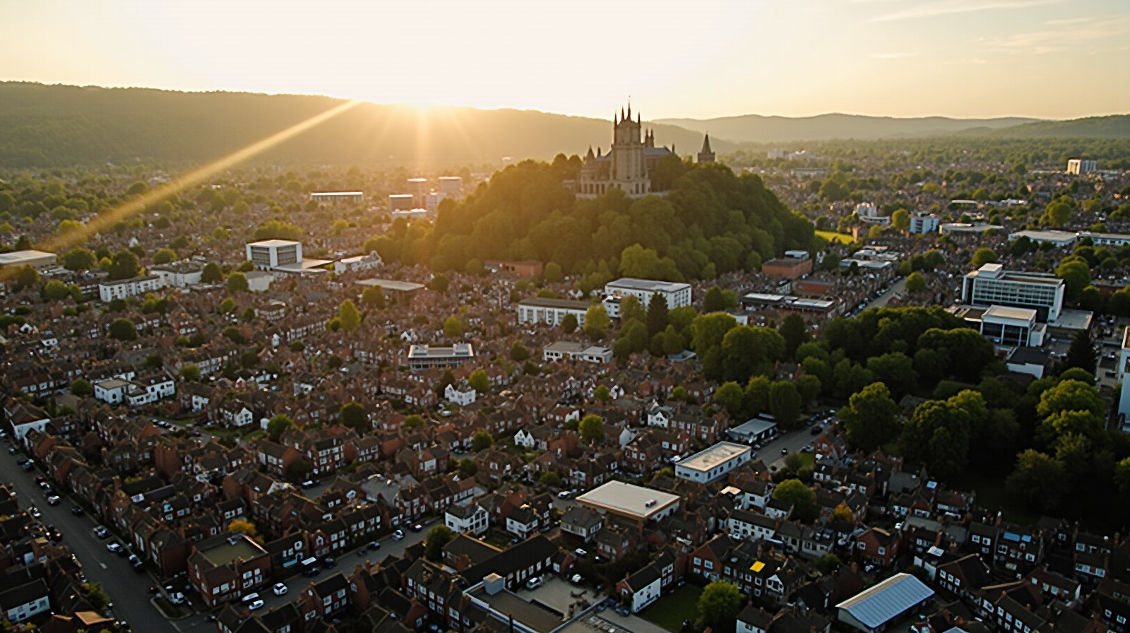 Guildford town centre aerial view