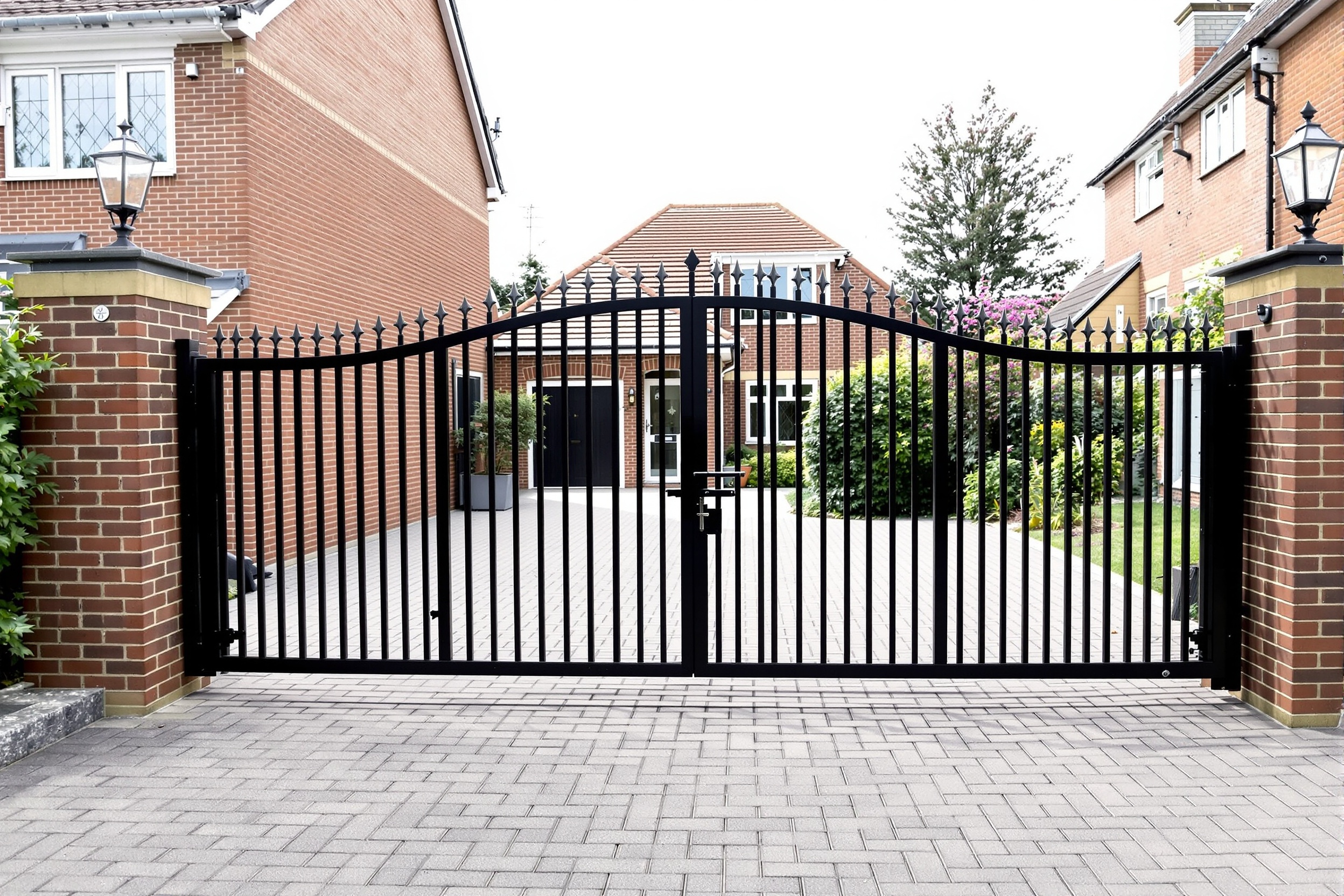 Automatic security gate installation on a residential driveway