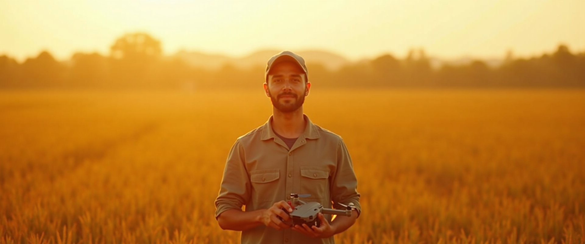 Drone pilot in field