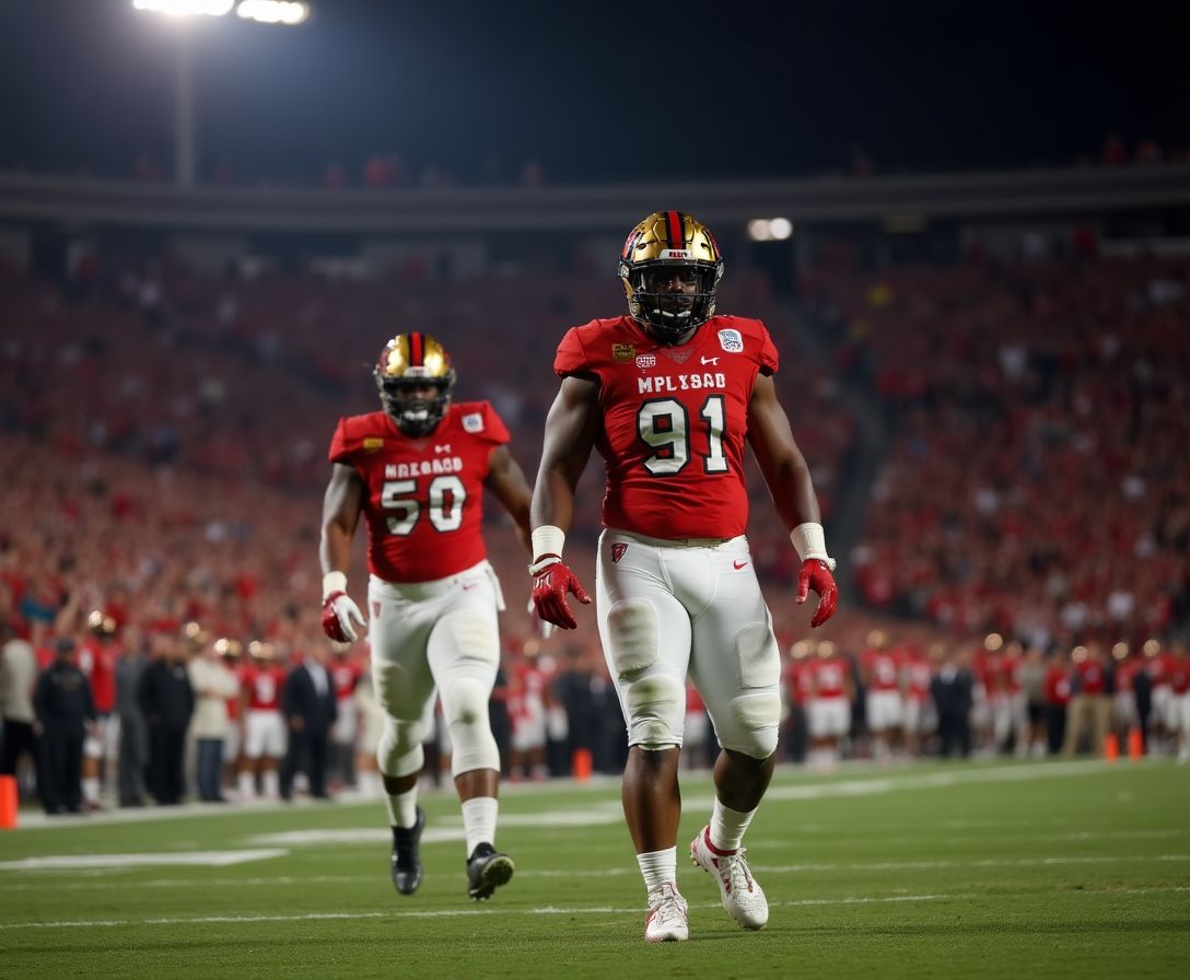 Adam McLean #91 in action for the Maryland Terrapins