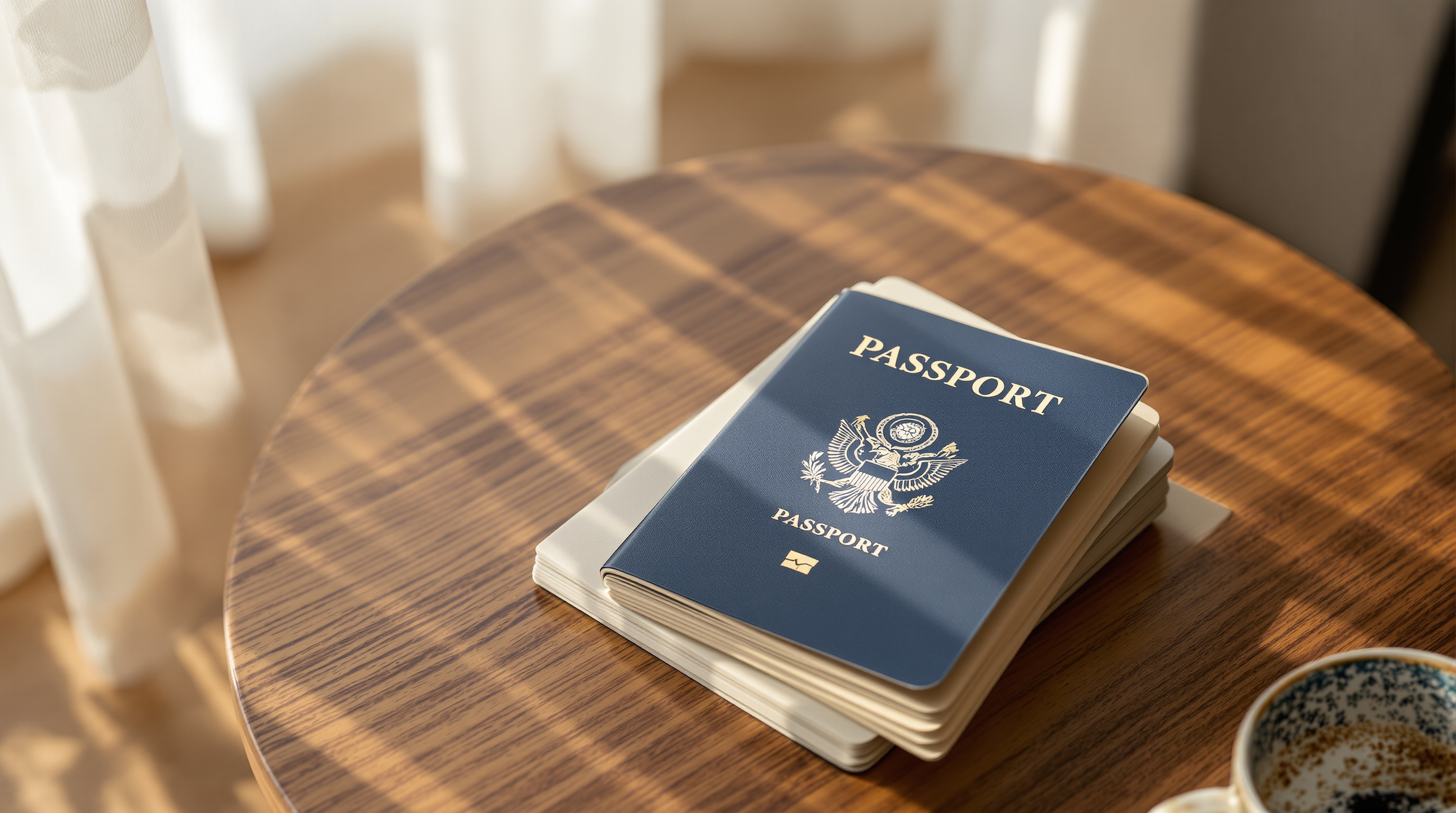 Passport on desk