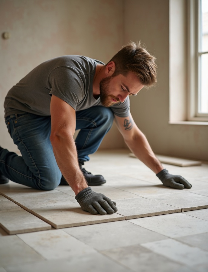 Tile craftsman at work