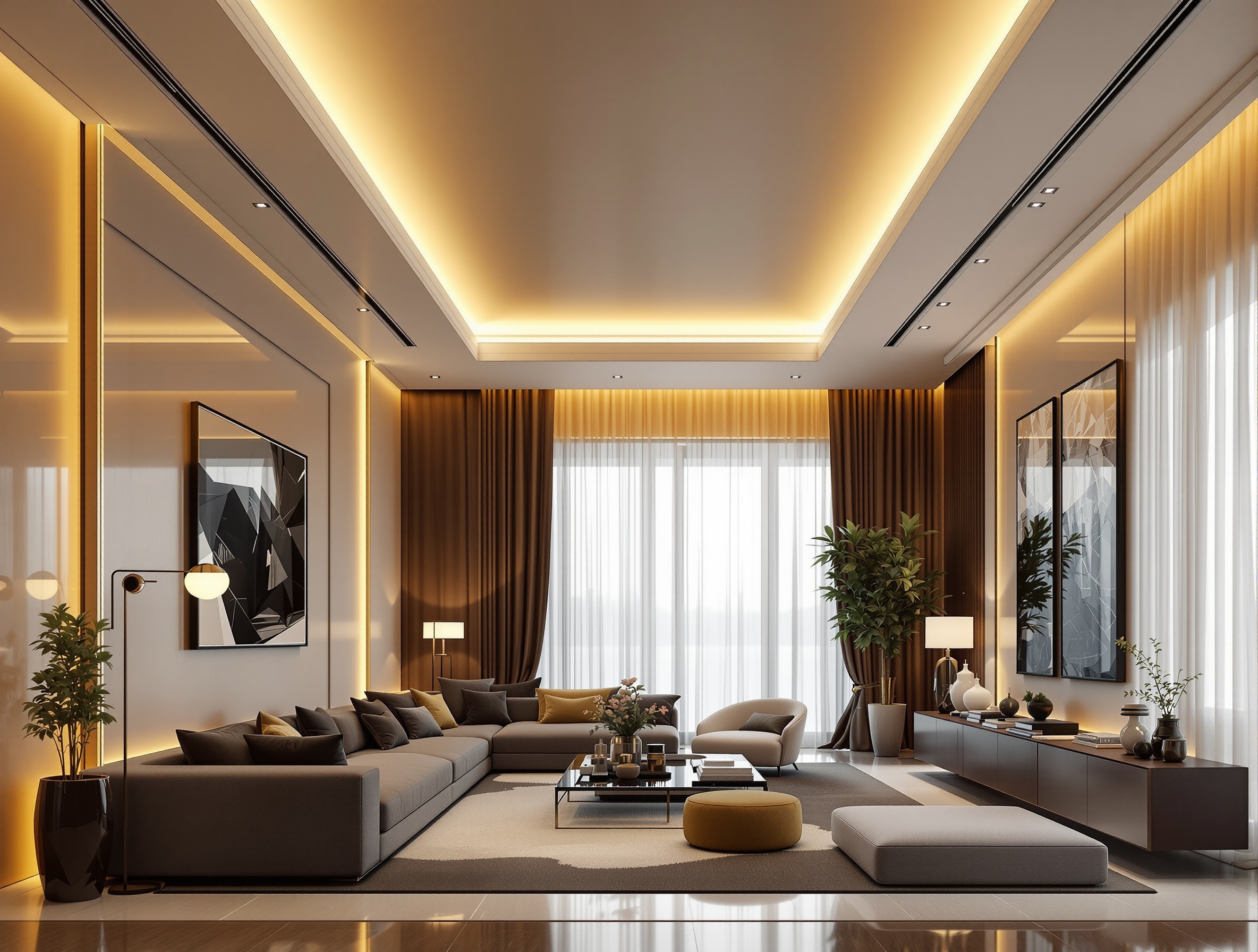 Luxury architectural lighting design in modern residence