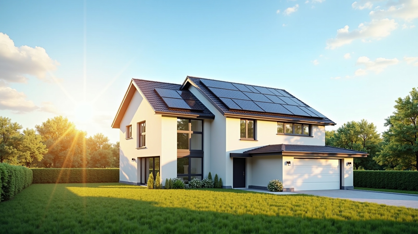 Beautiful home with solar panels