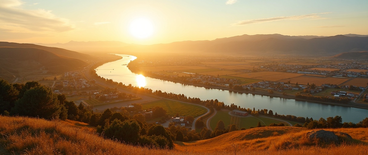 Washington State Tri-Cities Columbia River basin agricultural landscape