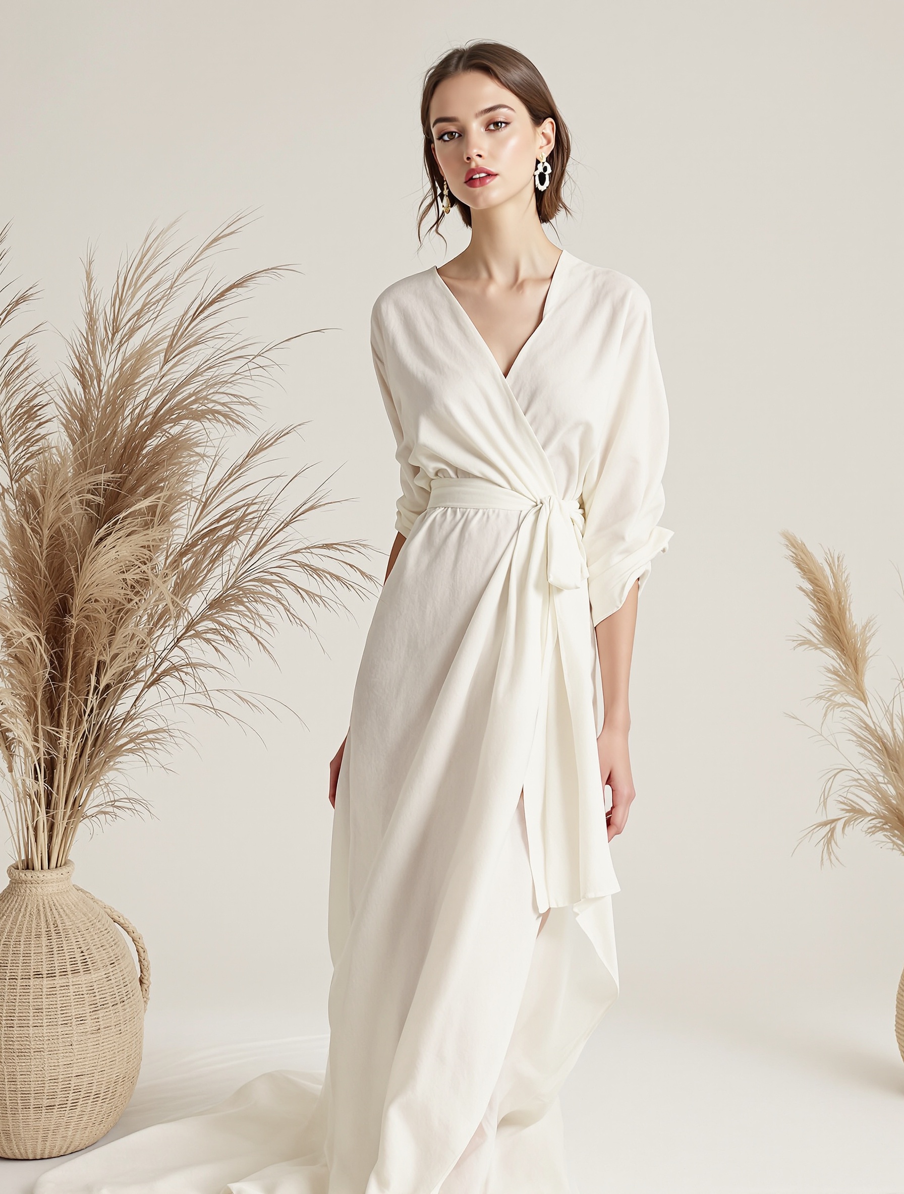 Silk Wrap Midi Dress