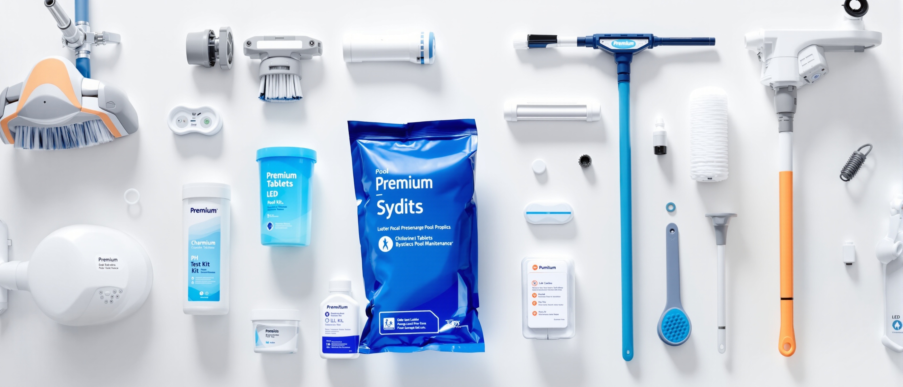 Étalage de produits piscine premium