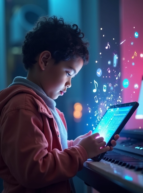 Estudiante aprendiendo música con ArmonIA