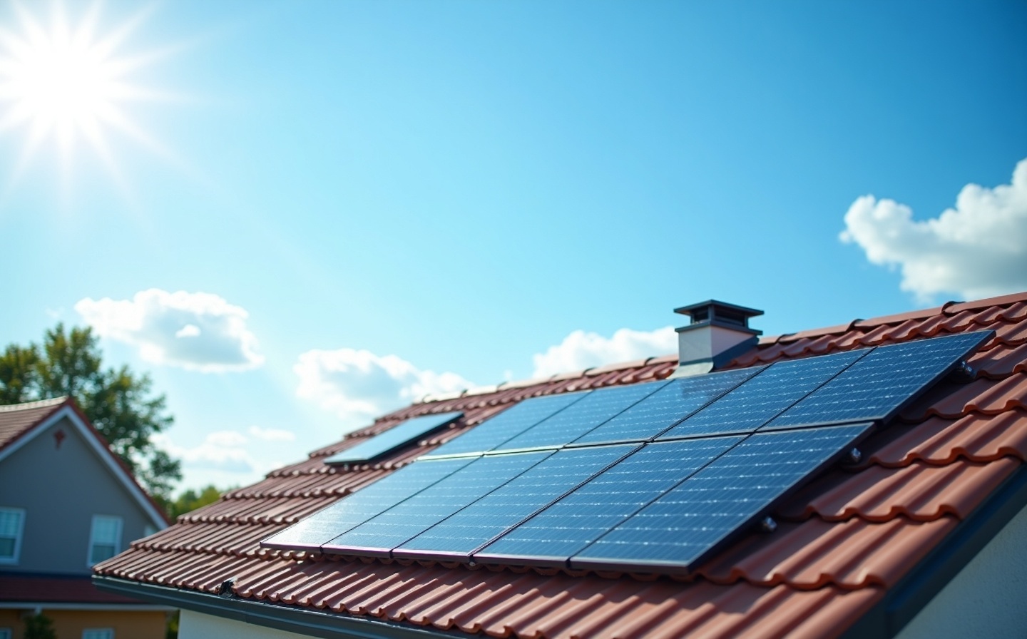 Painéis solares instalados em residência