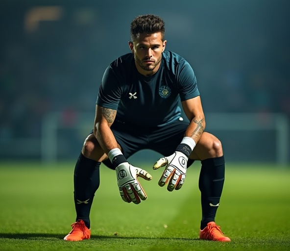 Portero en posición de salida