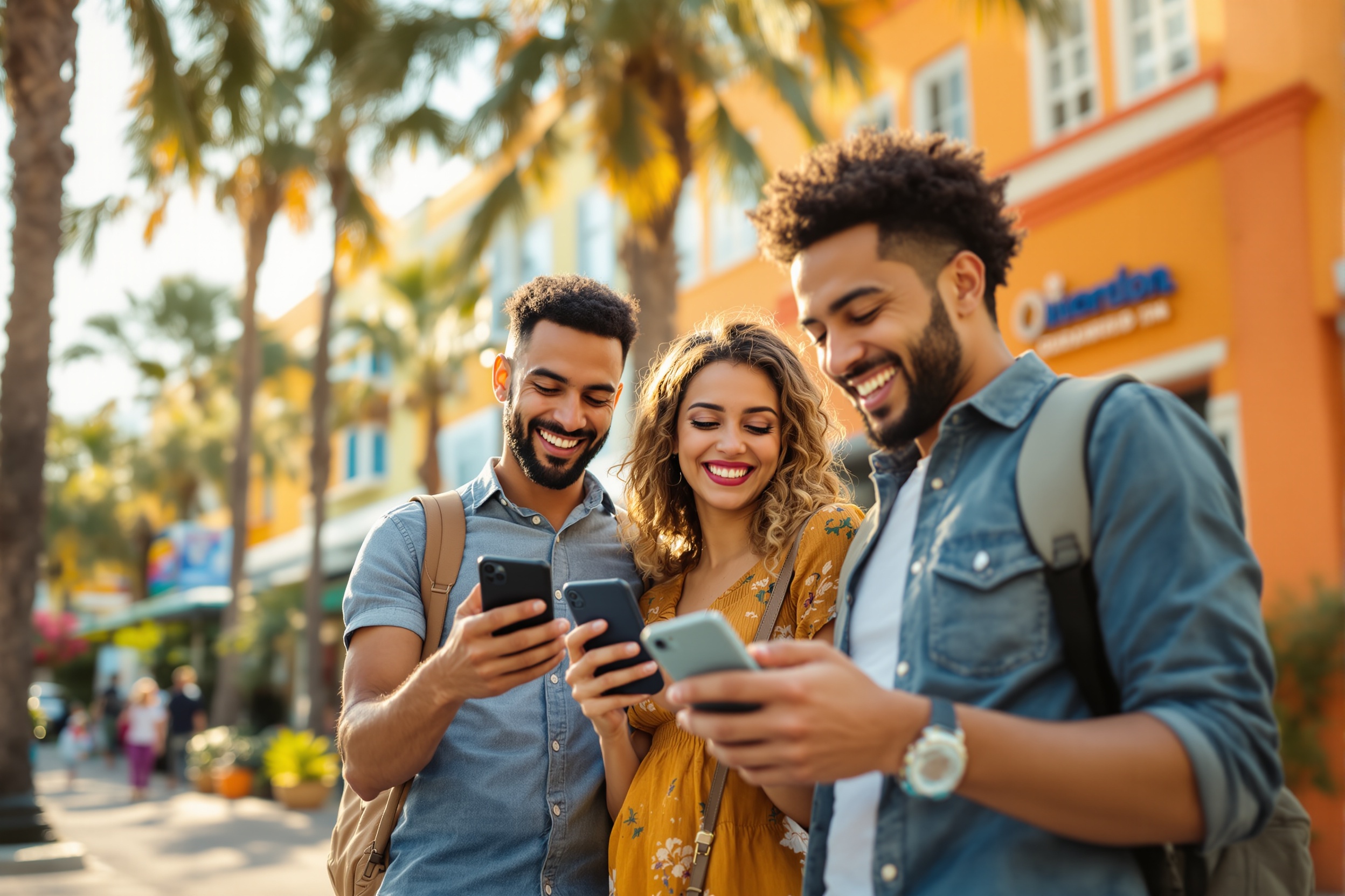 Turista brasileiro conectado ao Wi-Fi gratuito em Orlando