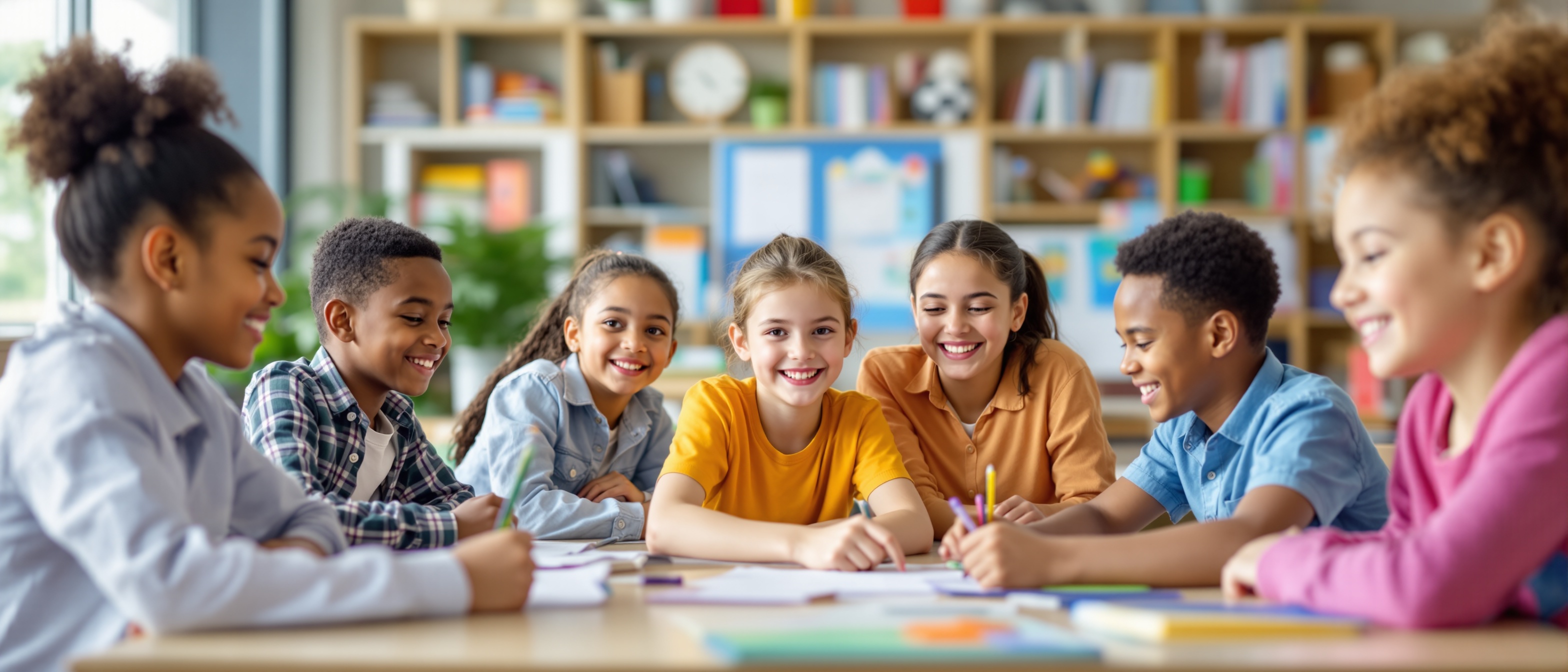 Students in modern classroom
