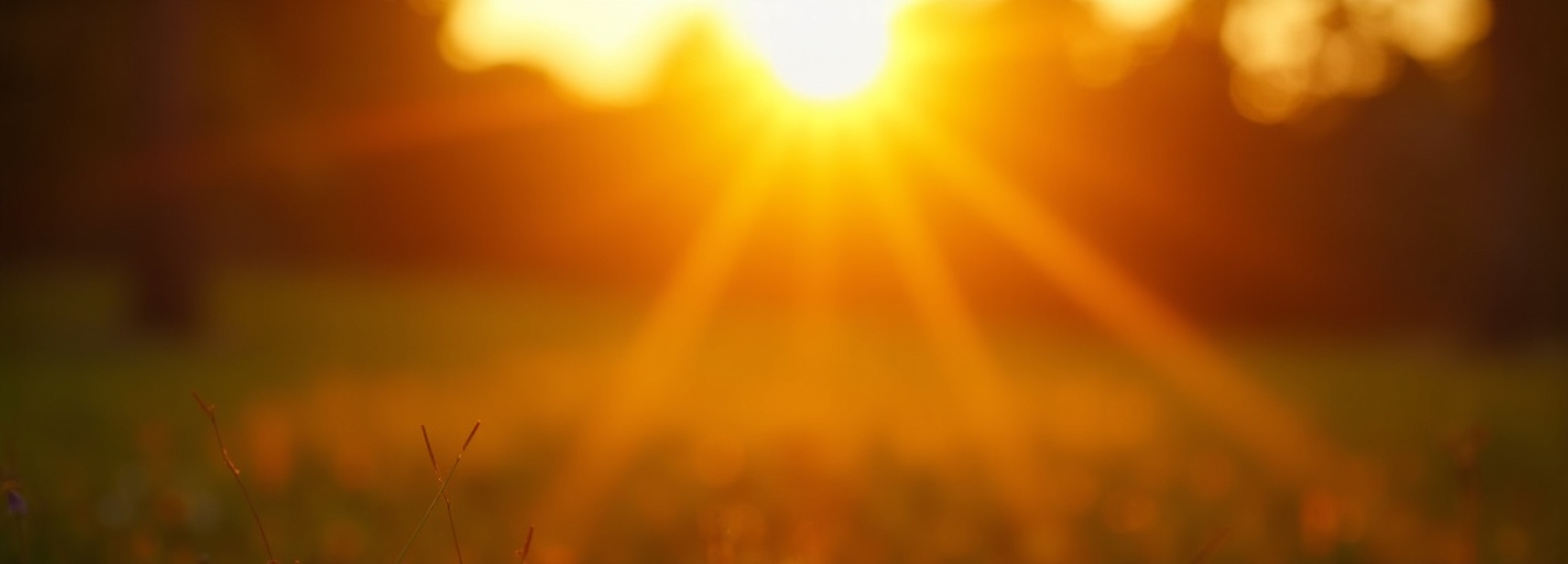 Warm golden sunset over a garden