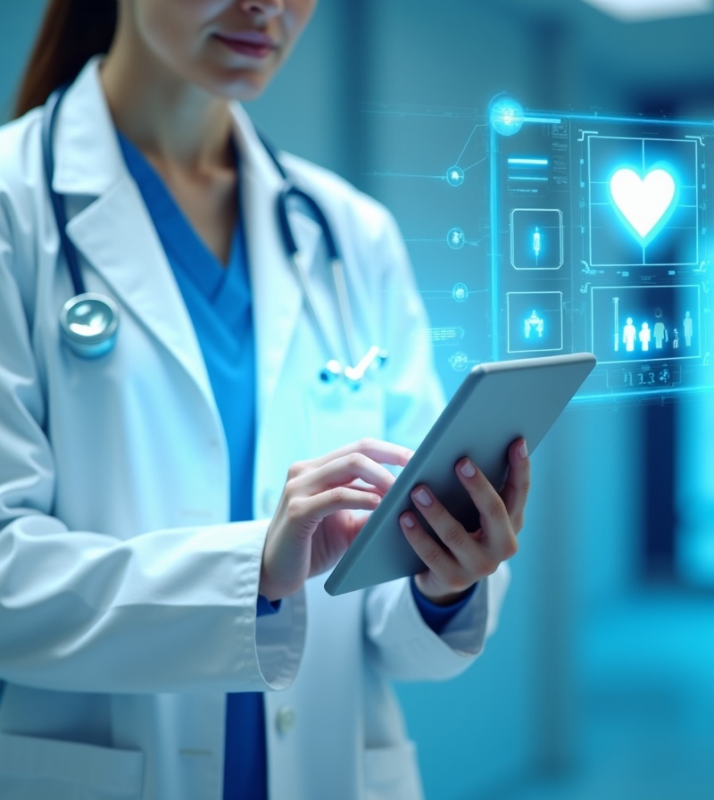 Médico usando plataforma digital de telemedicina