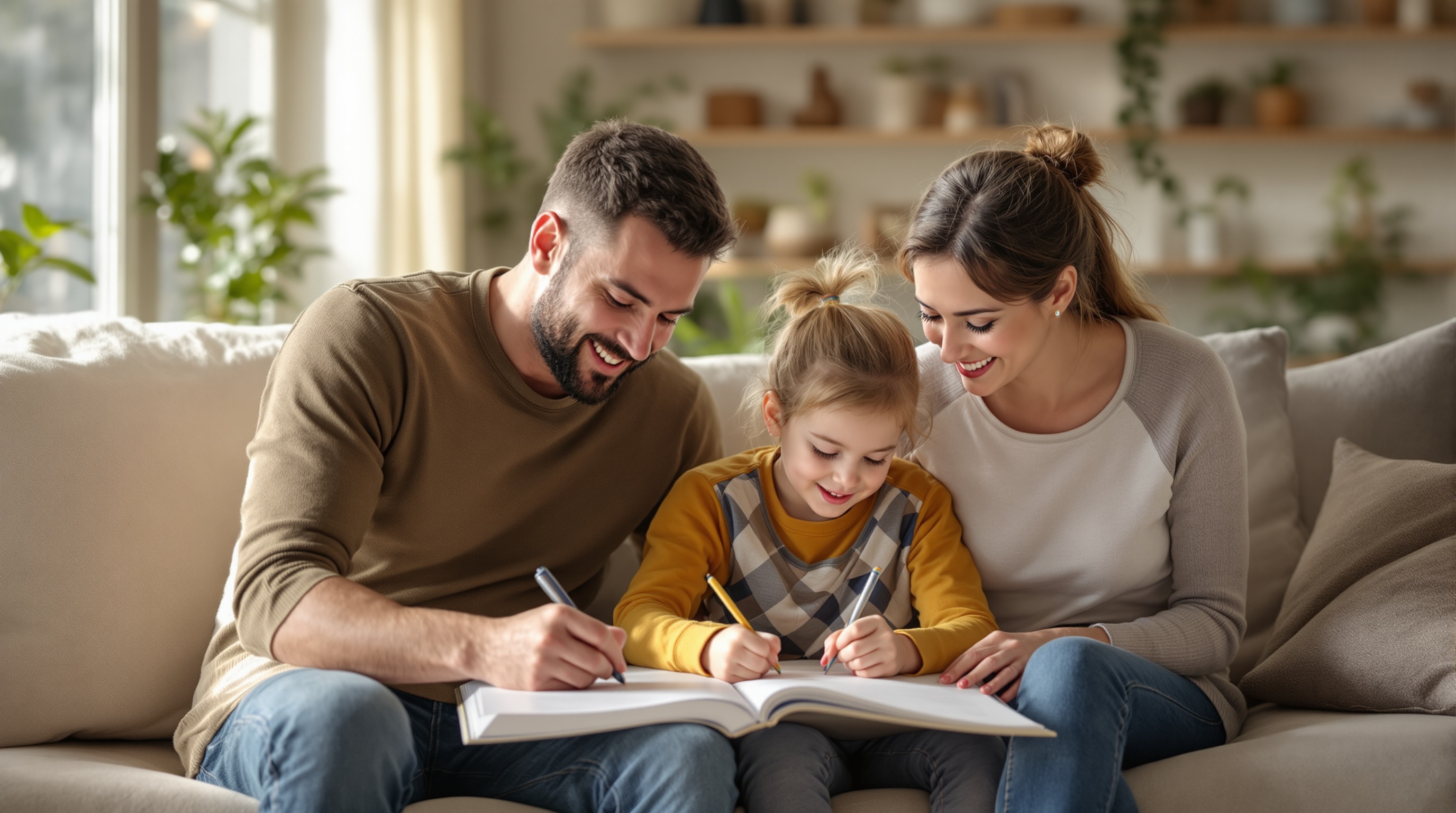 Famille accompagnant les enfants