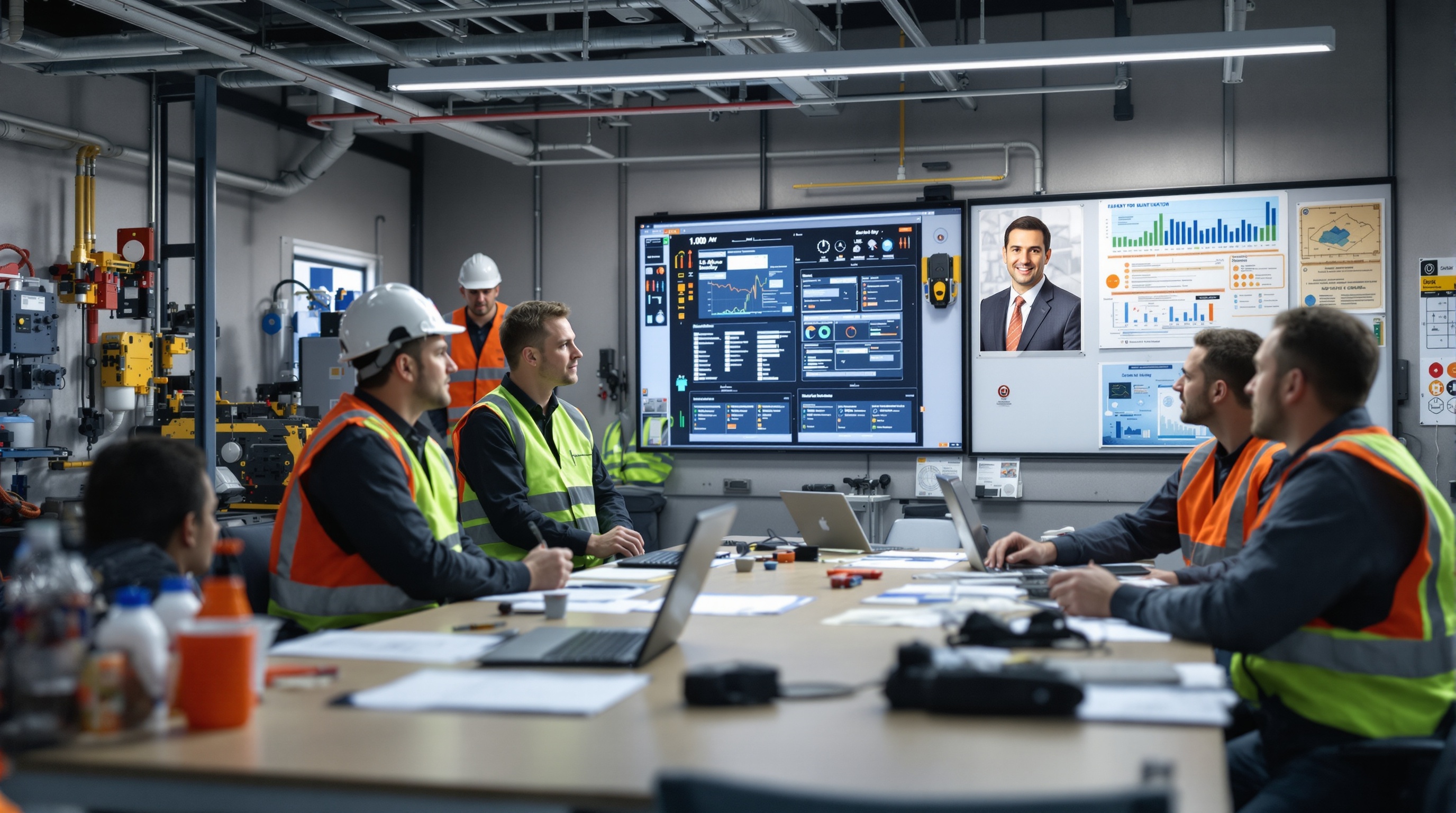 Équipe ferroviaire motivée lors d'une réunion sécurité