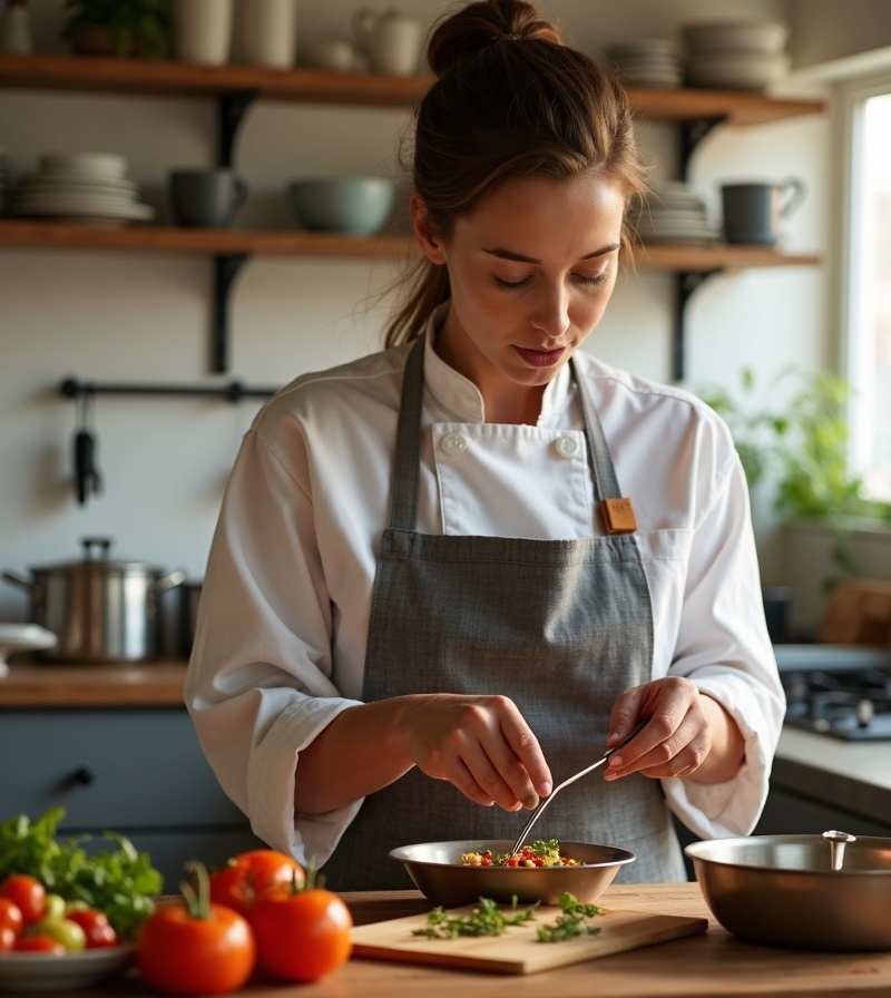 Cozinheira profissional em cozinha doméstica - NutriGestão Home