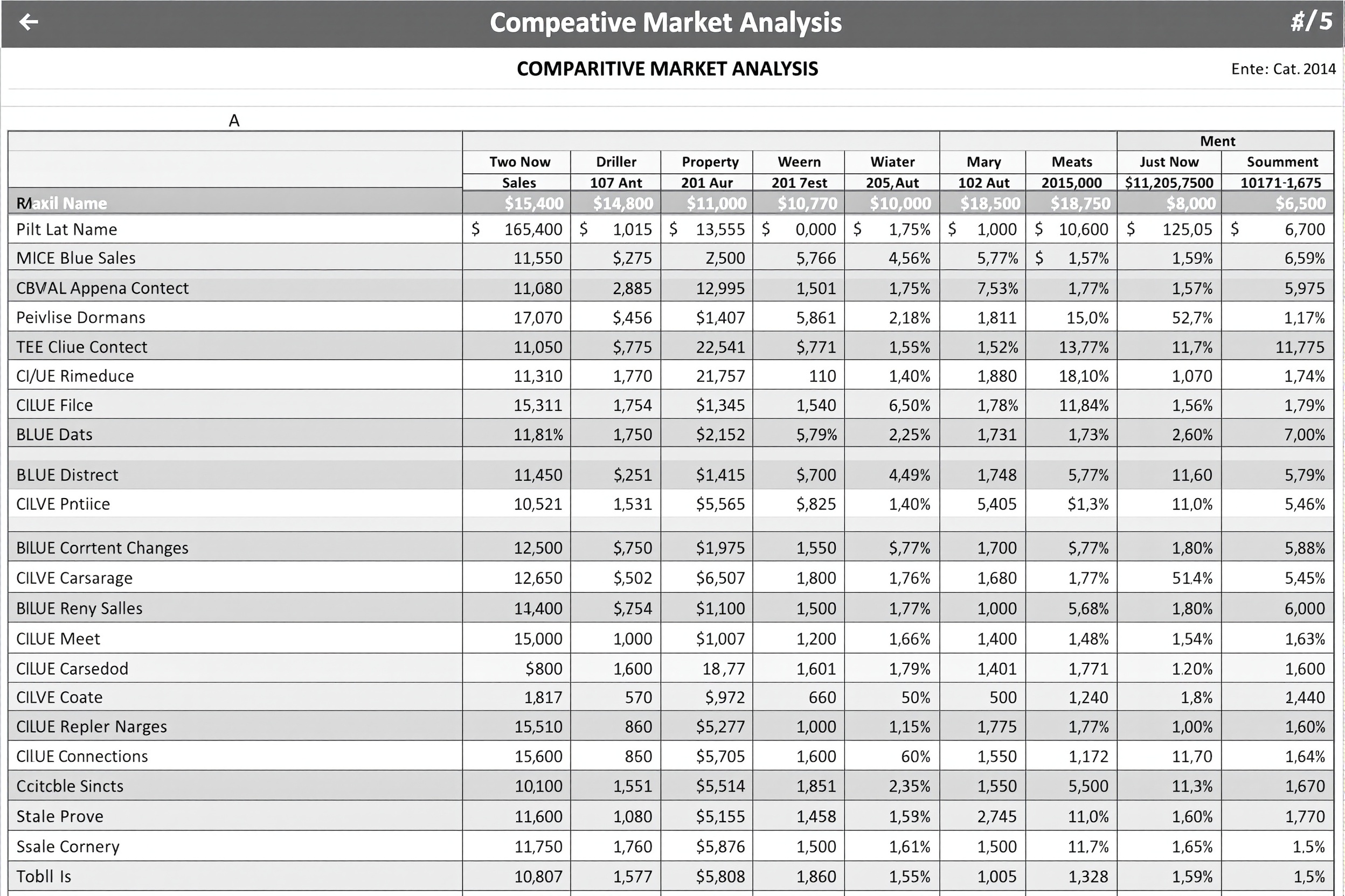 Market analysis charts and comparative property data visualization