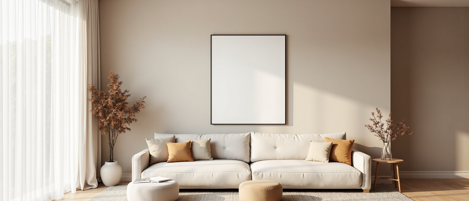 Wall art above sofa in modern living room