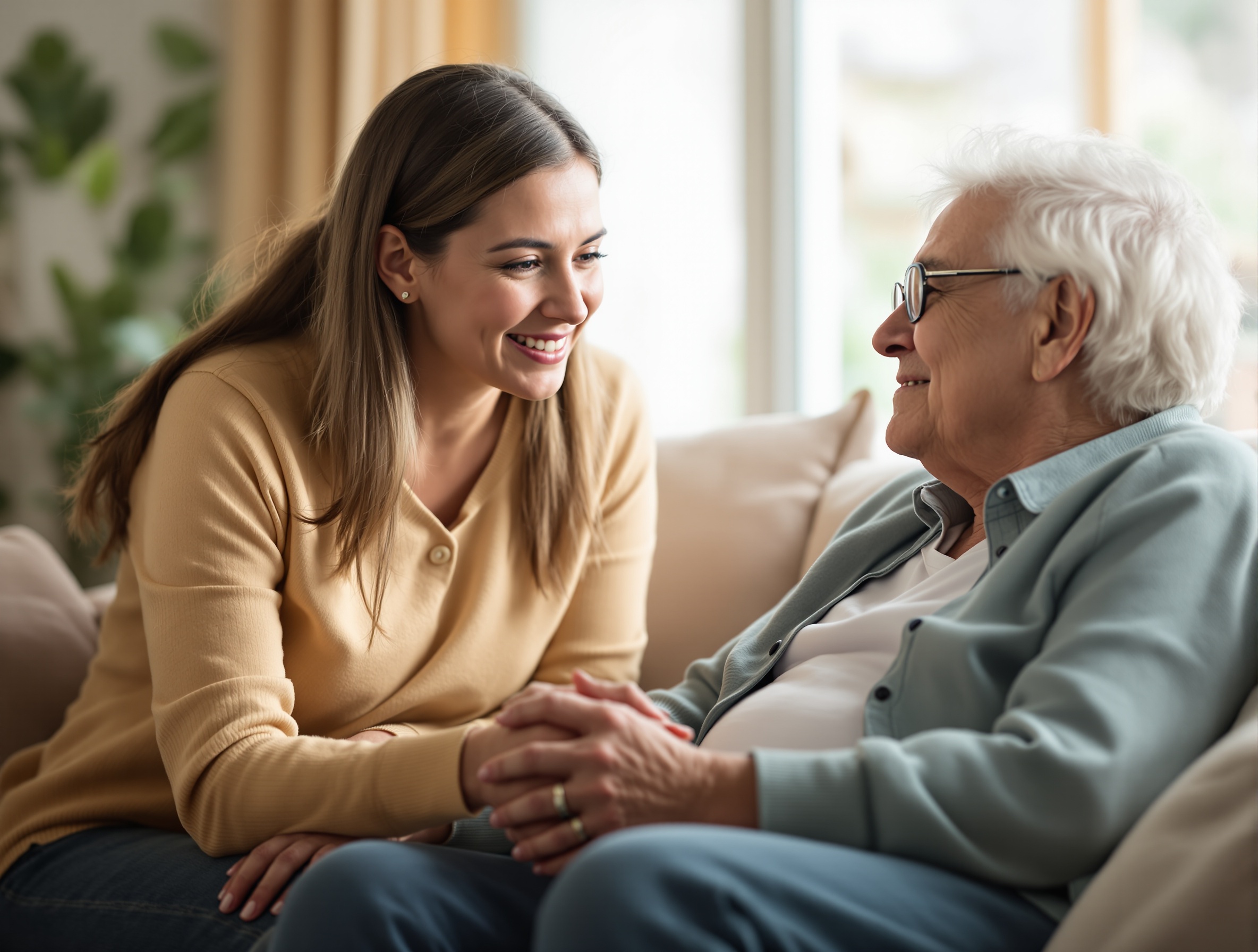 Caregiver noticing sudden confusion in elderly parent