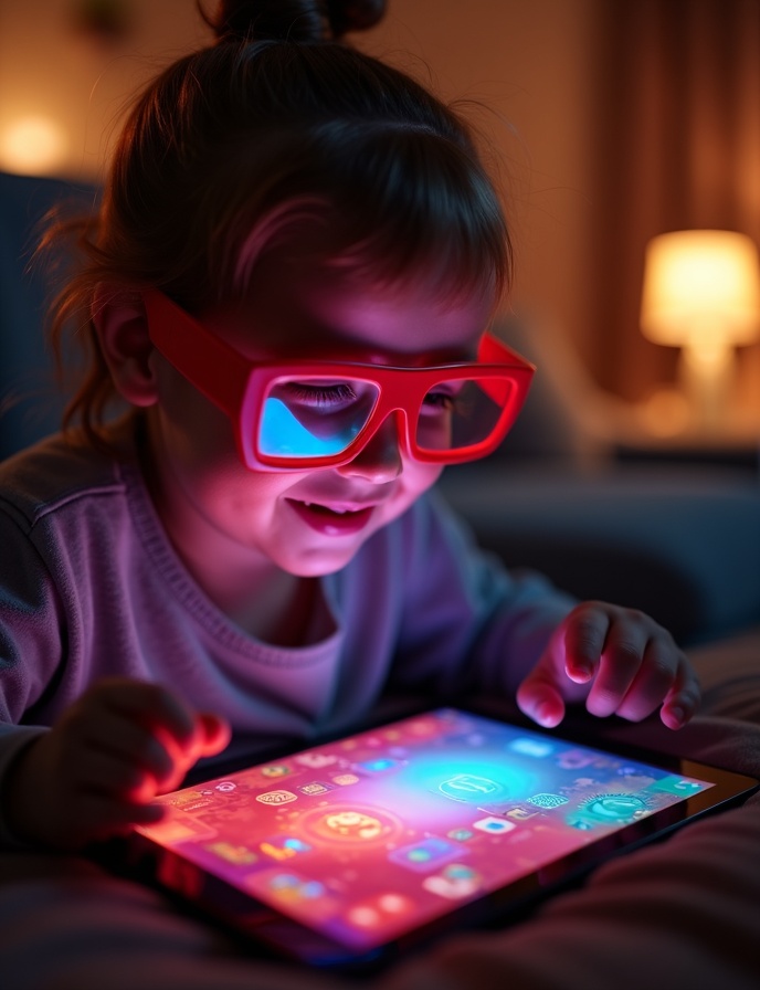 3D gözlükle oyun oynayan çocuk