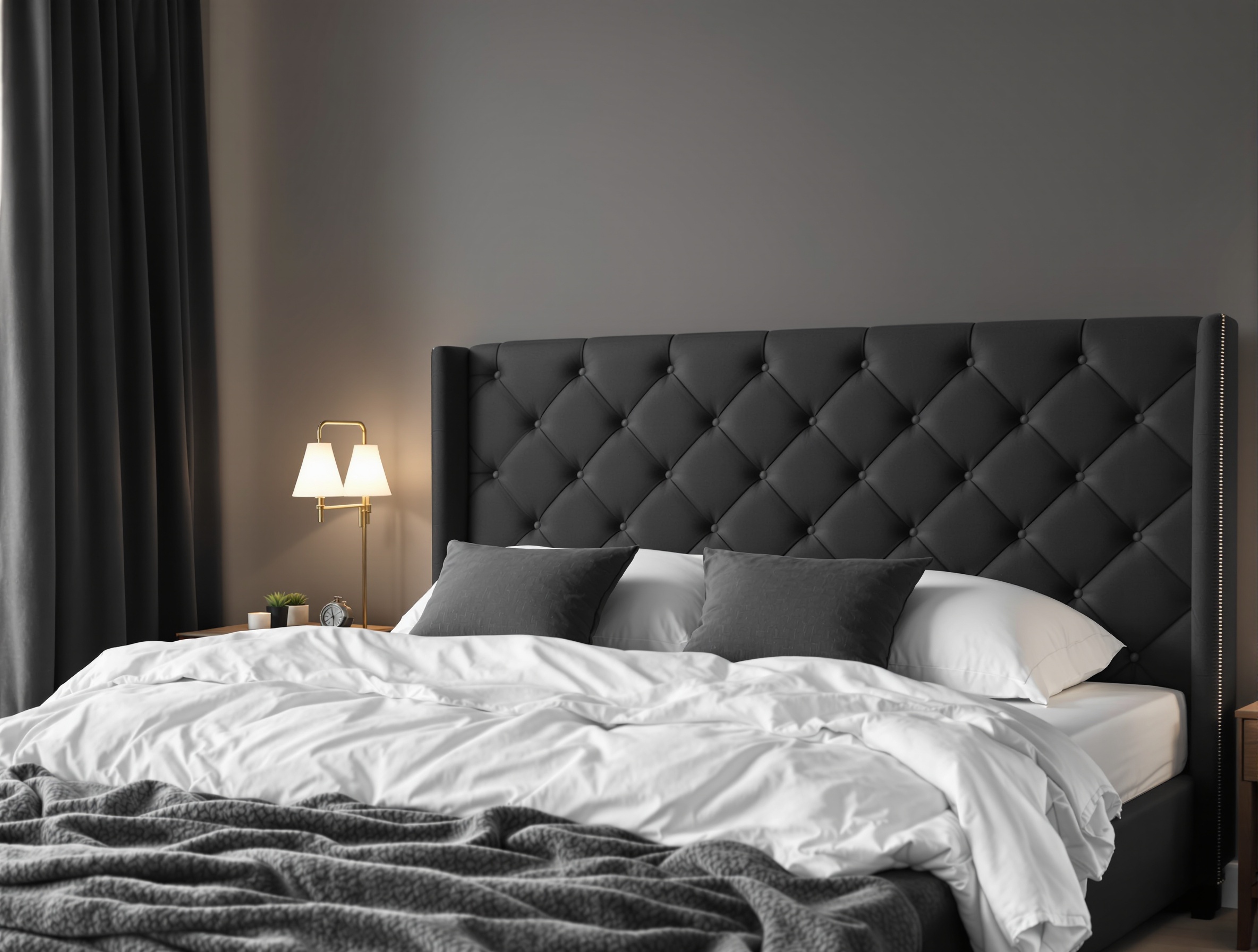 Zinus Upholstered Diamond Stitched Platform Bed Frame — Queen