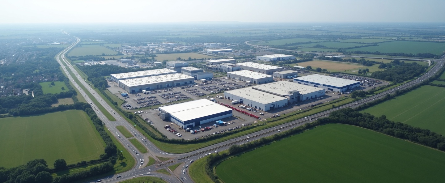 Essex industrial landscape aerial view