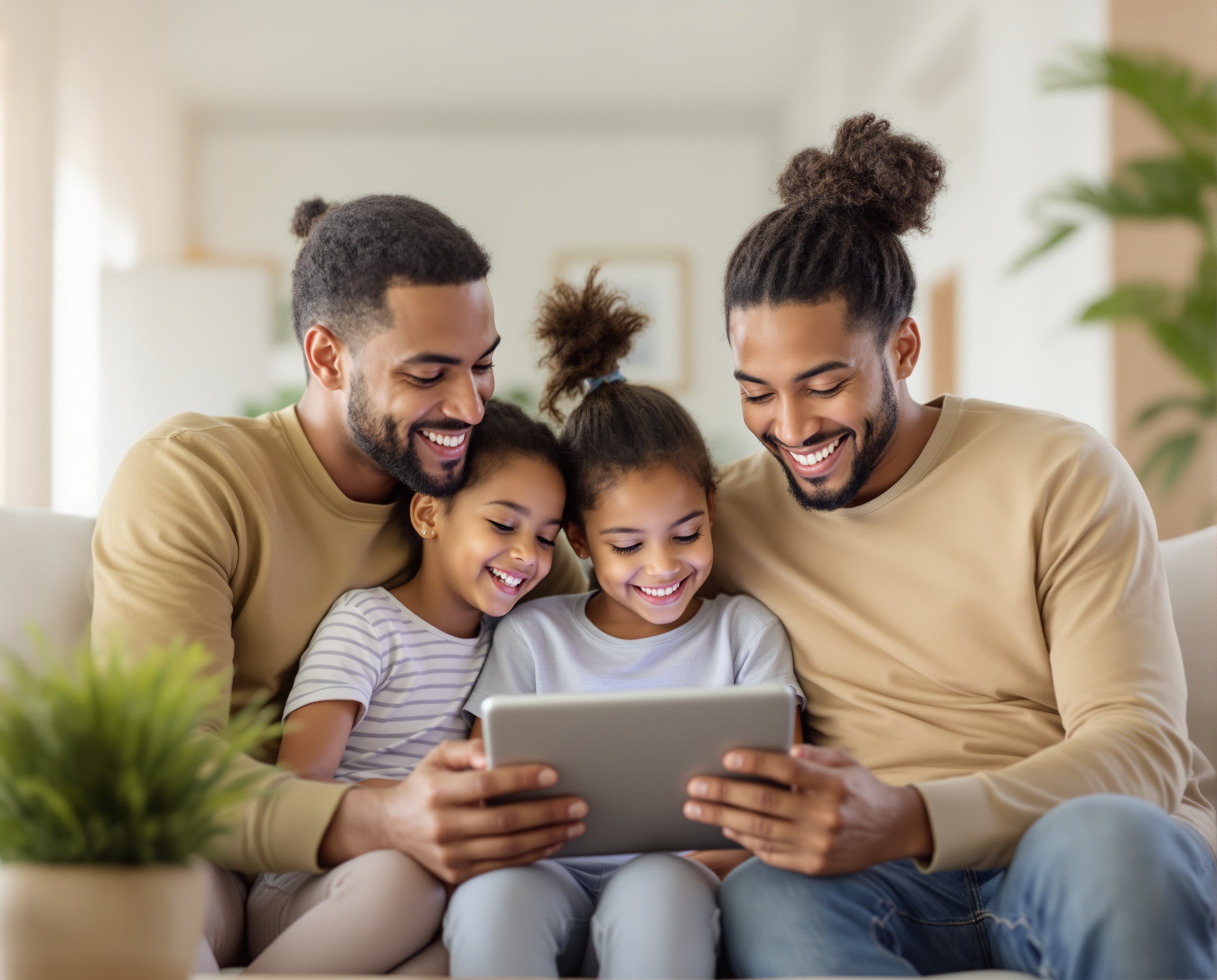 Family reviewing solar savings