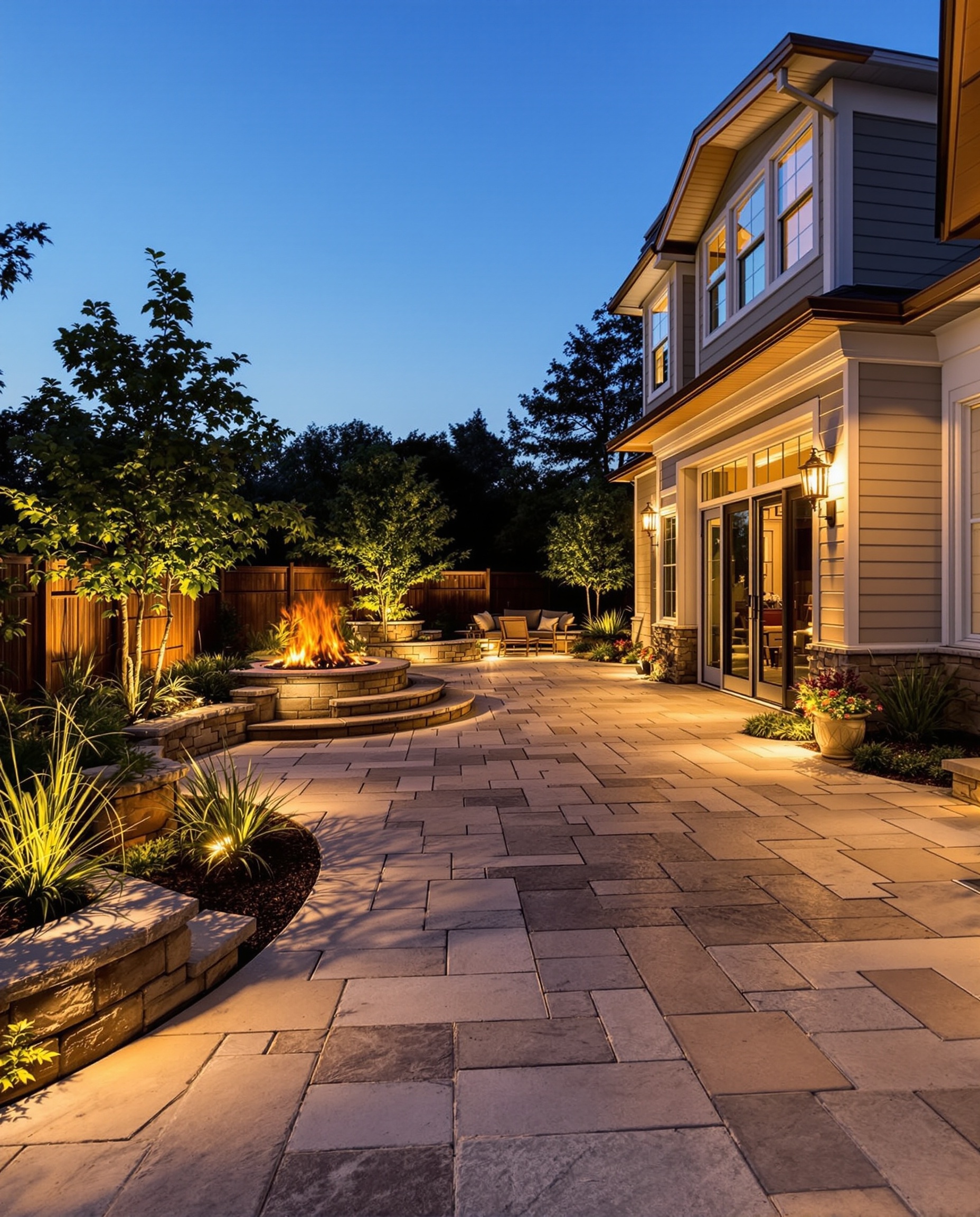 Beautiful patio at dusk