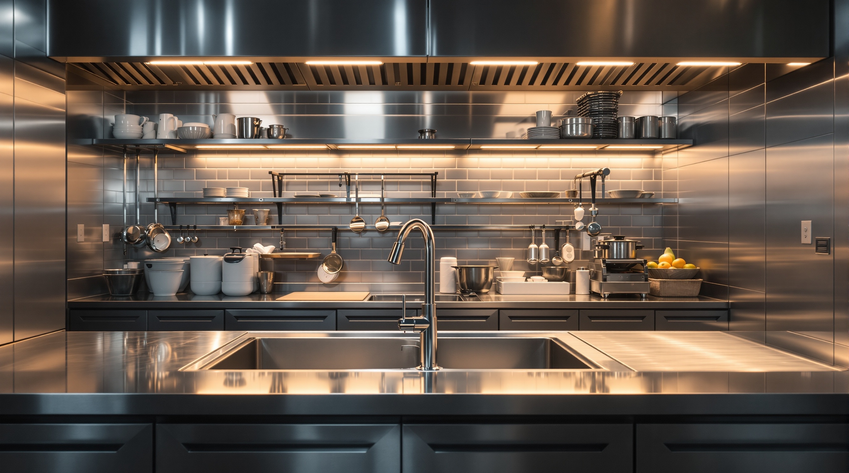 Lavaplatos manual de acero inoxidable en cocina profesional Osmoaire