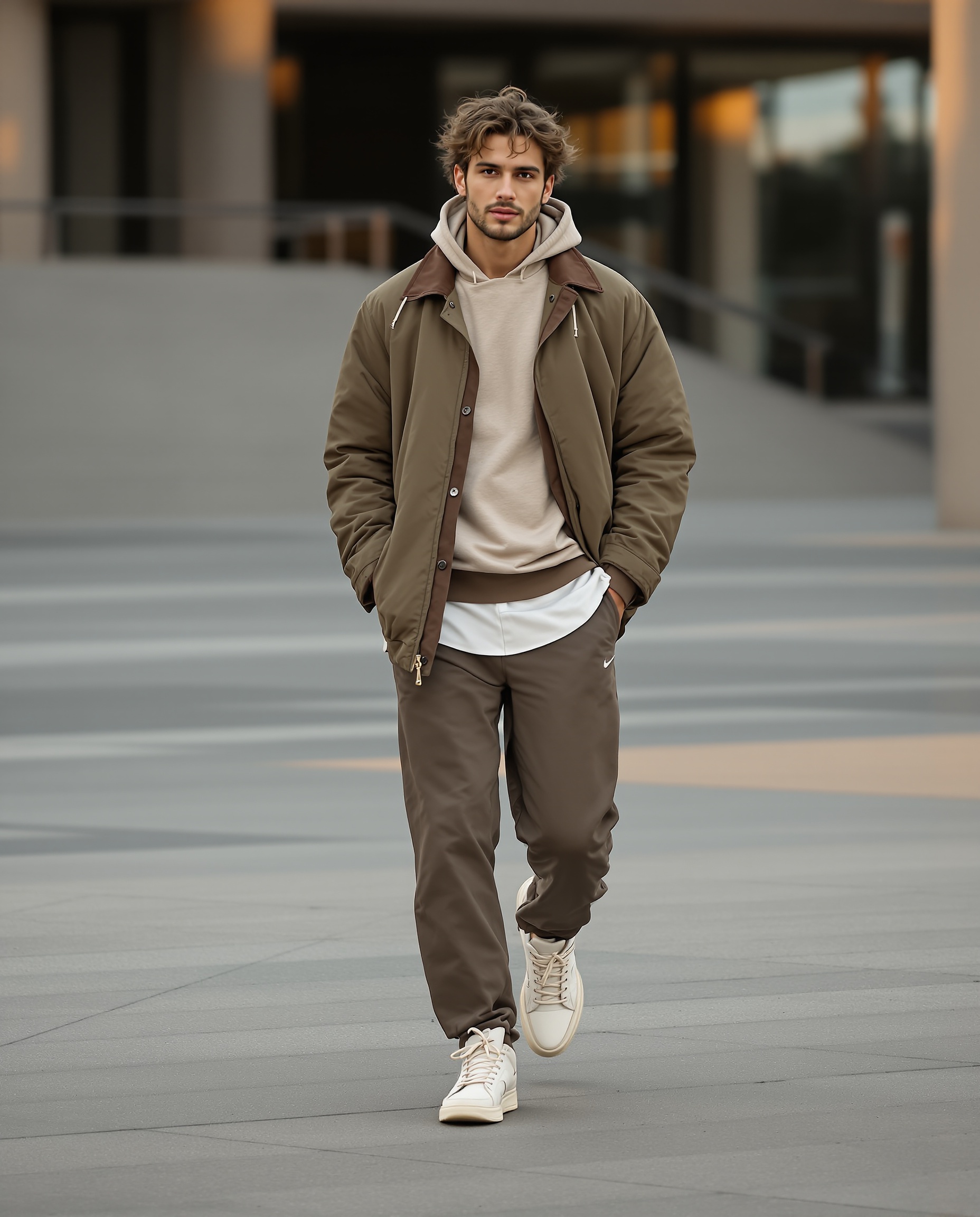 Fashion model in urban setting