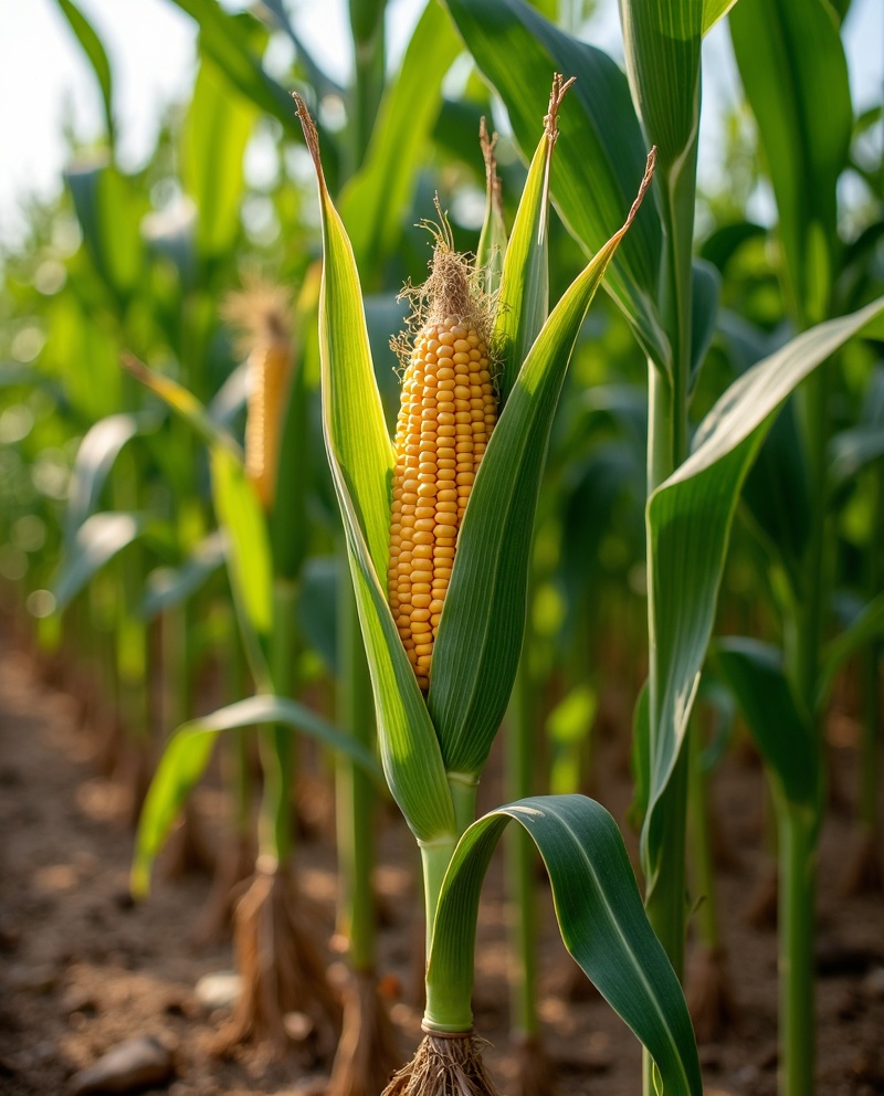 Healthy undamaged corn crop