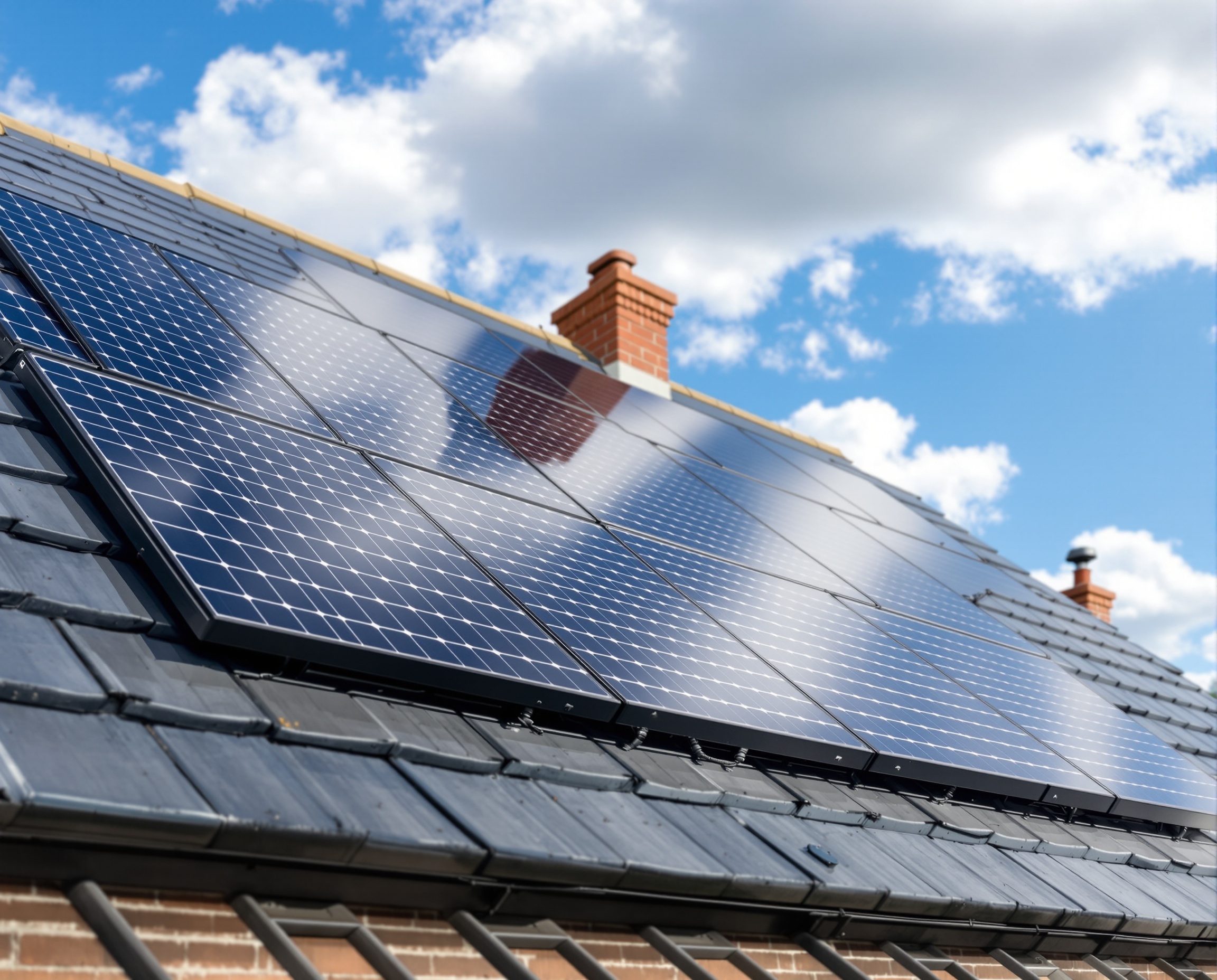Solar panels installed on UK residential rooftop by Solar Panel Suffolk