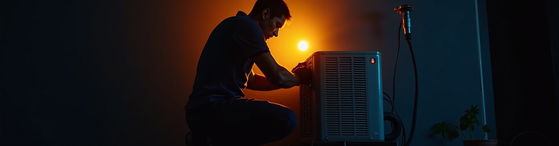 Emergency HVAC repair at night