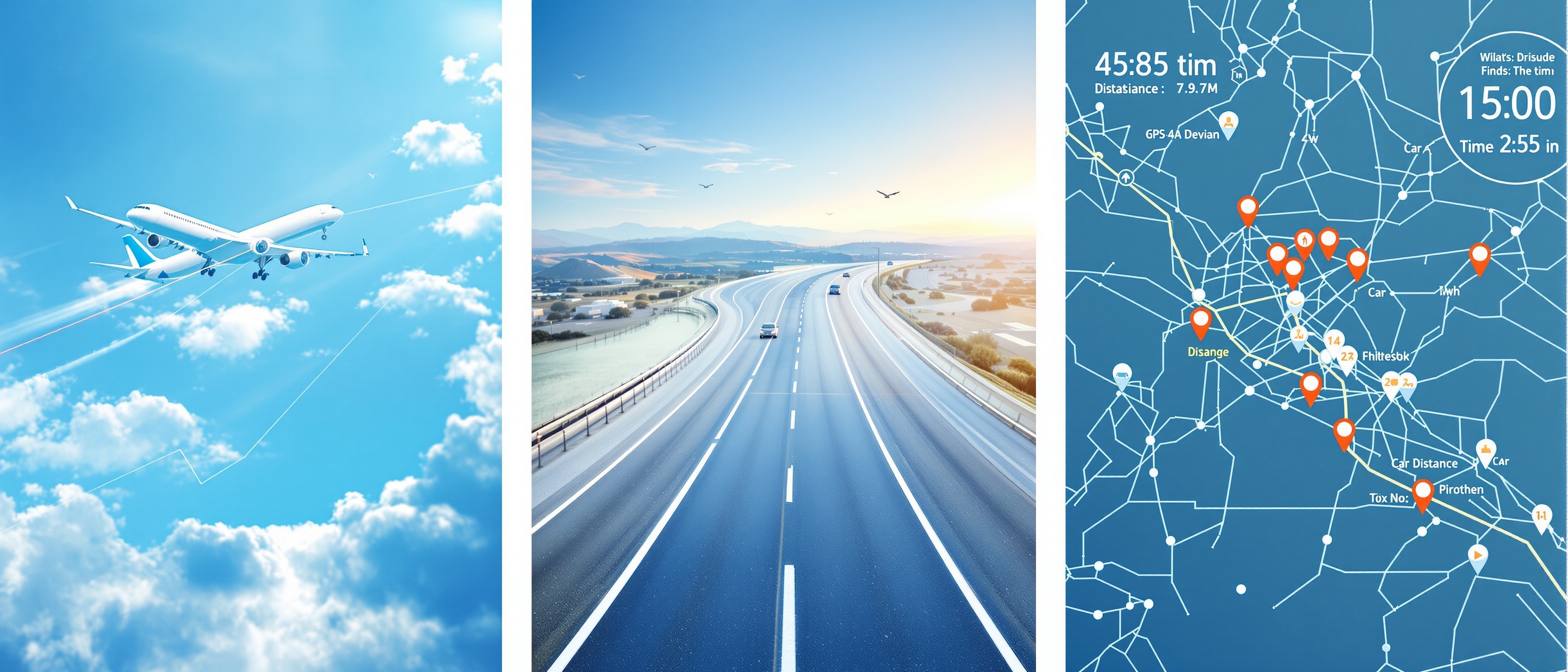 Distance vs Driving vs Flight Time comparison
