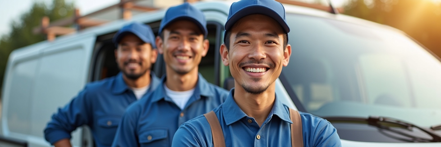 作業車とスタッフ