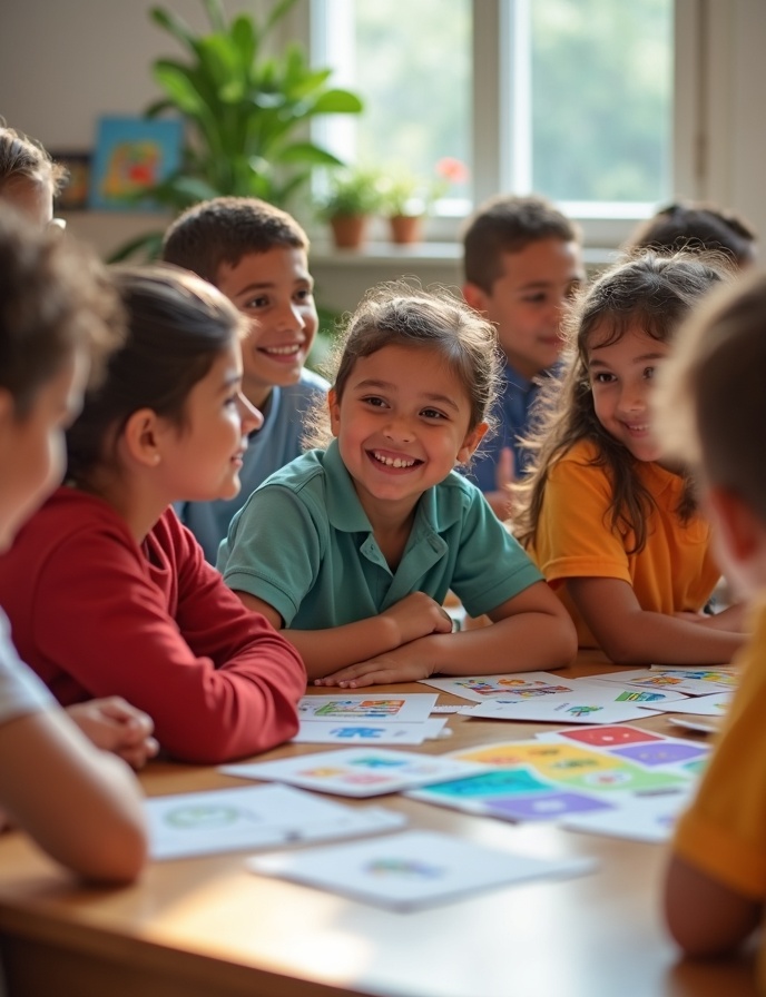Kids learning Spanish in class