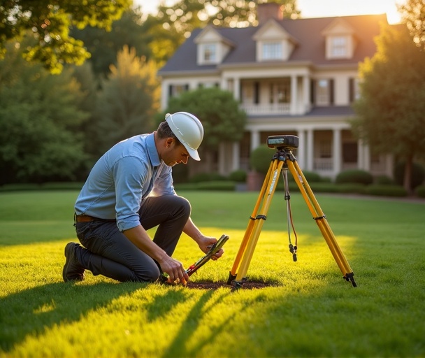 Site evaluation — drainage pattern mapping and soil assessment on a residential property