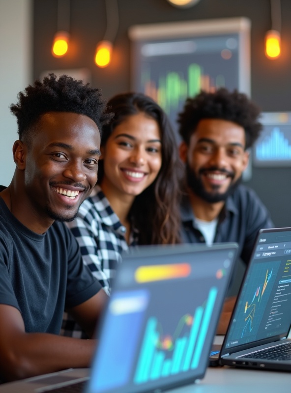 Diverse high school students in AI workforce training program