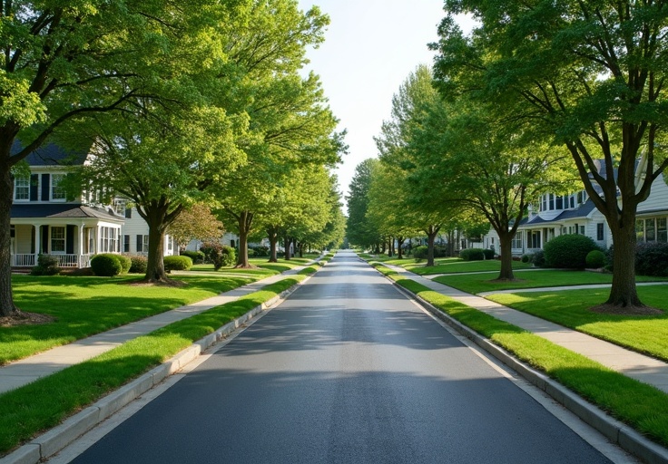 Newly paved subdivision road managed by an HOA in Massachusetts.