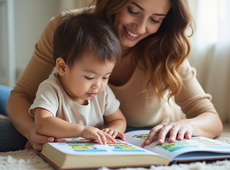Padre e hijo leyendo juntos