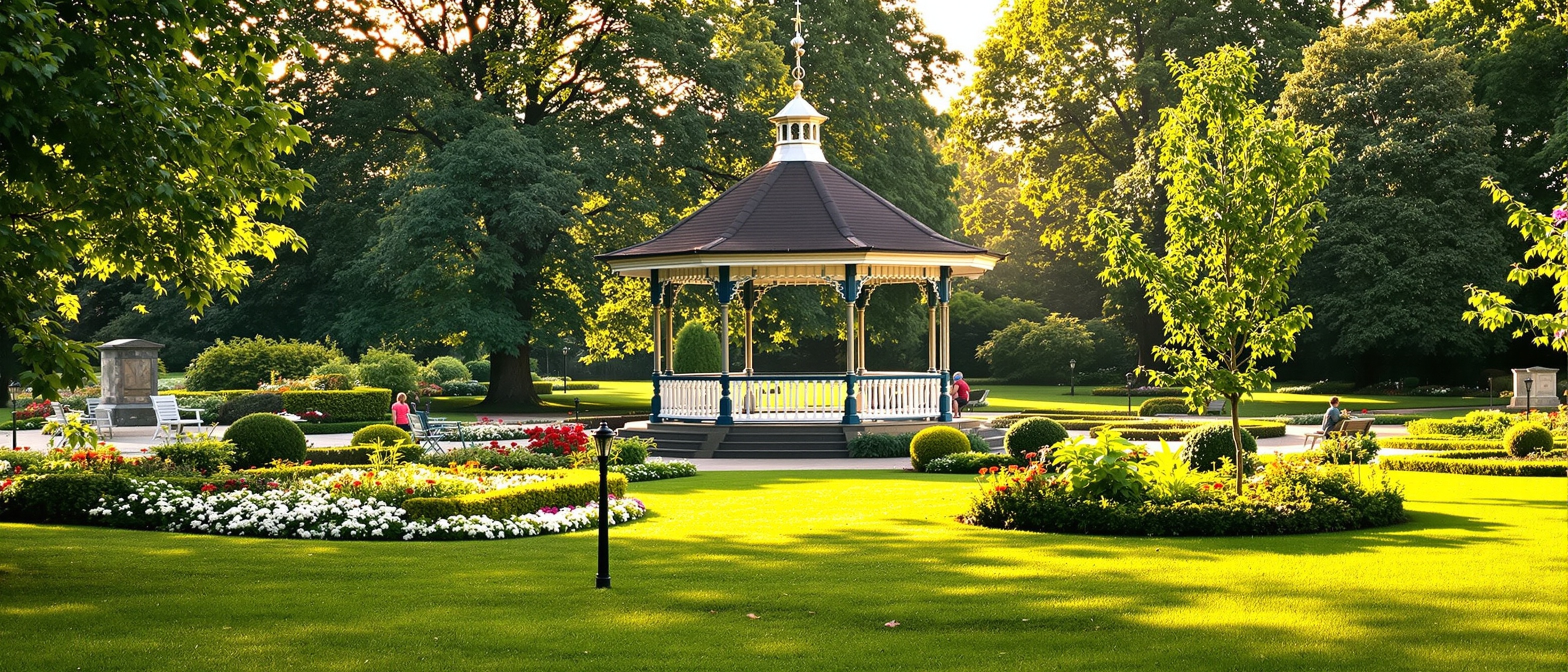 Victoria Park bandstand and gardens in Nelson Lancashire
