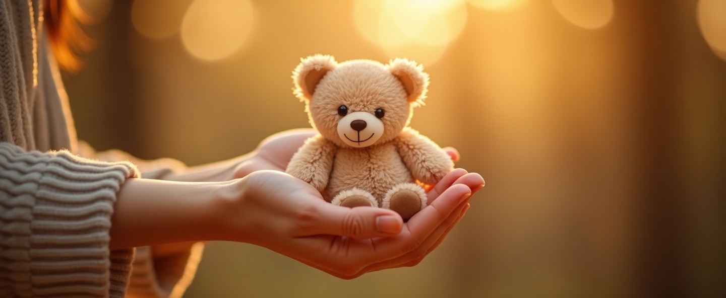 Hands holding teddy bear